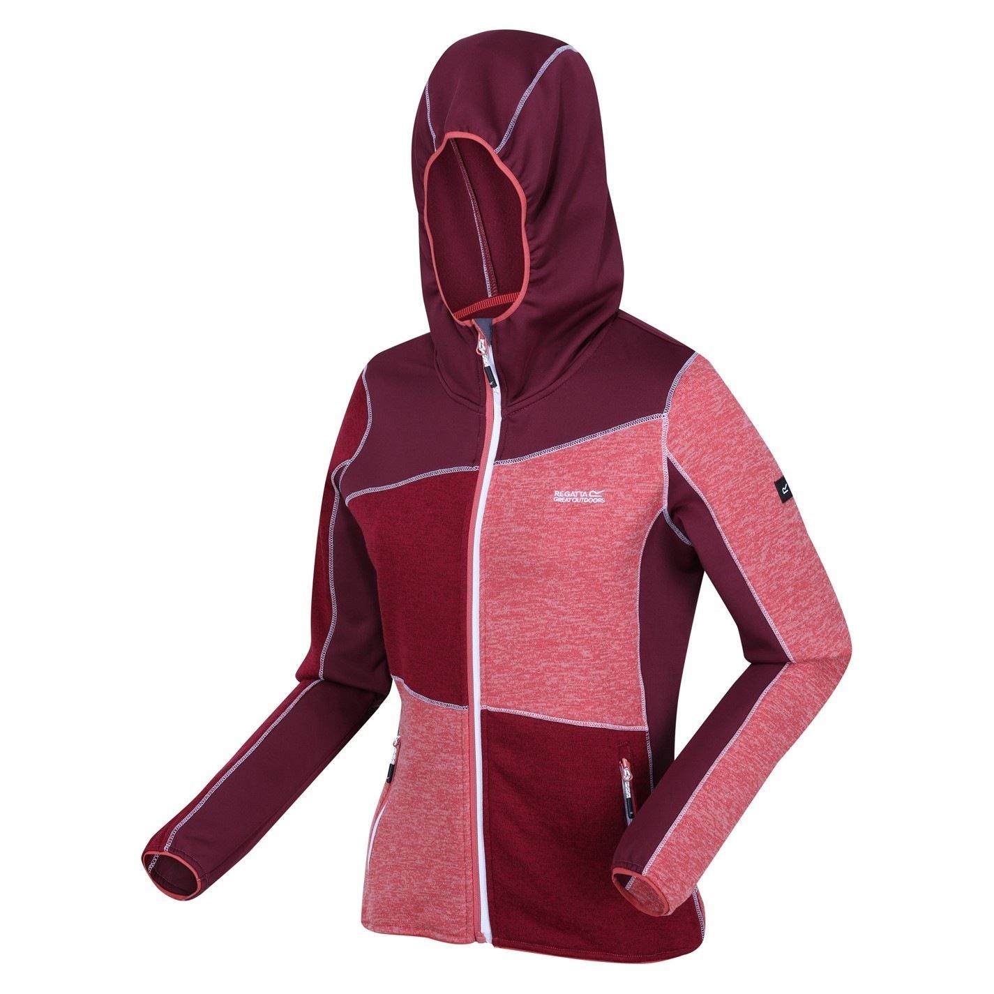 Regatta Walbury Color Block Hooded Ribbed Cuff Fleece Jacket