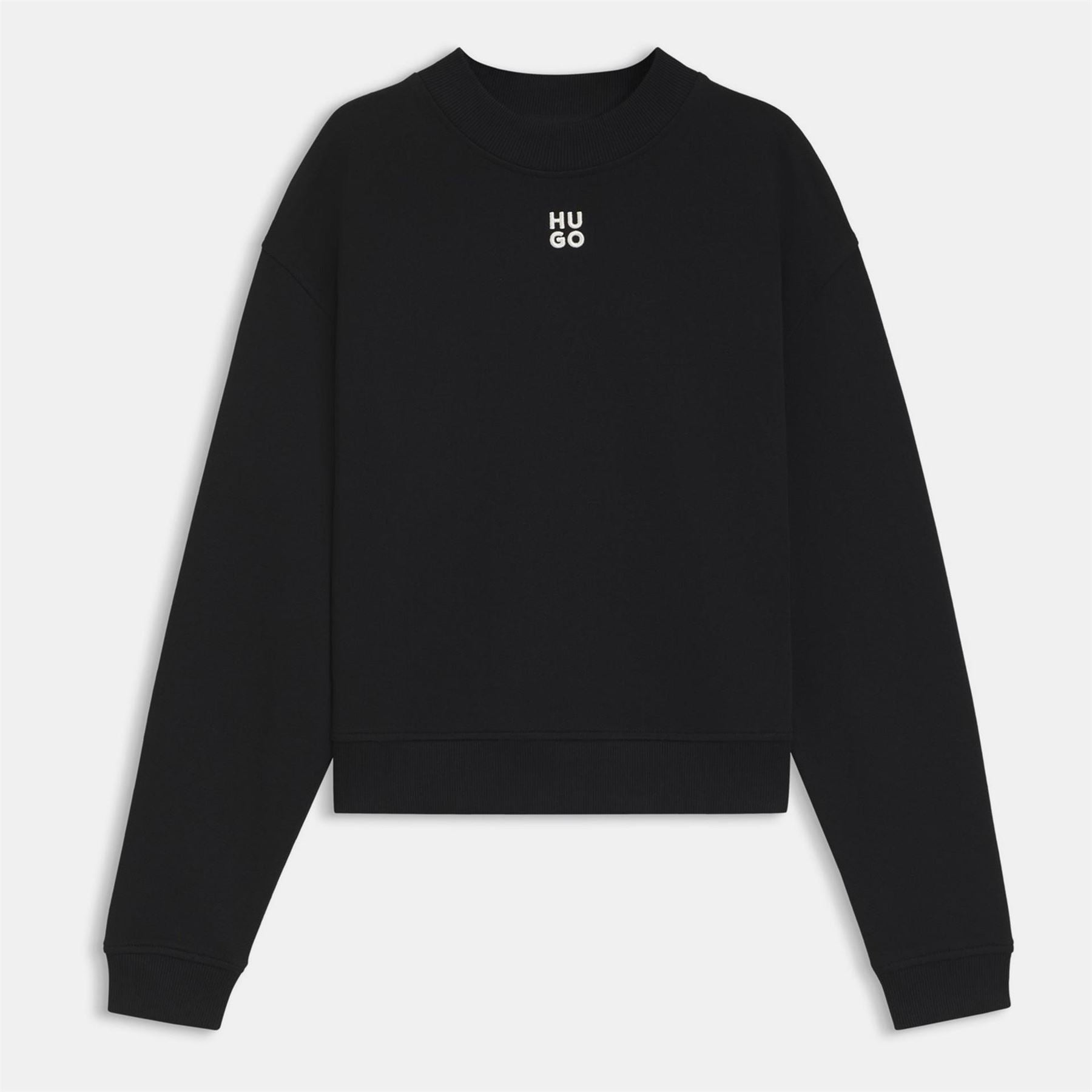 Hugo Crew Neck Ribbed Collar Long Sleeve Sweatshirt