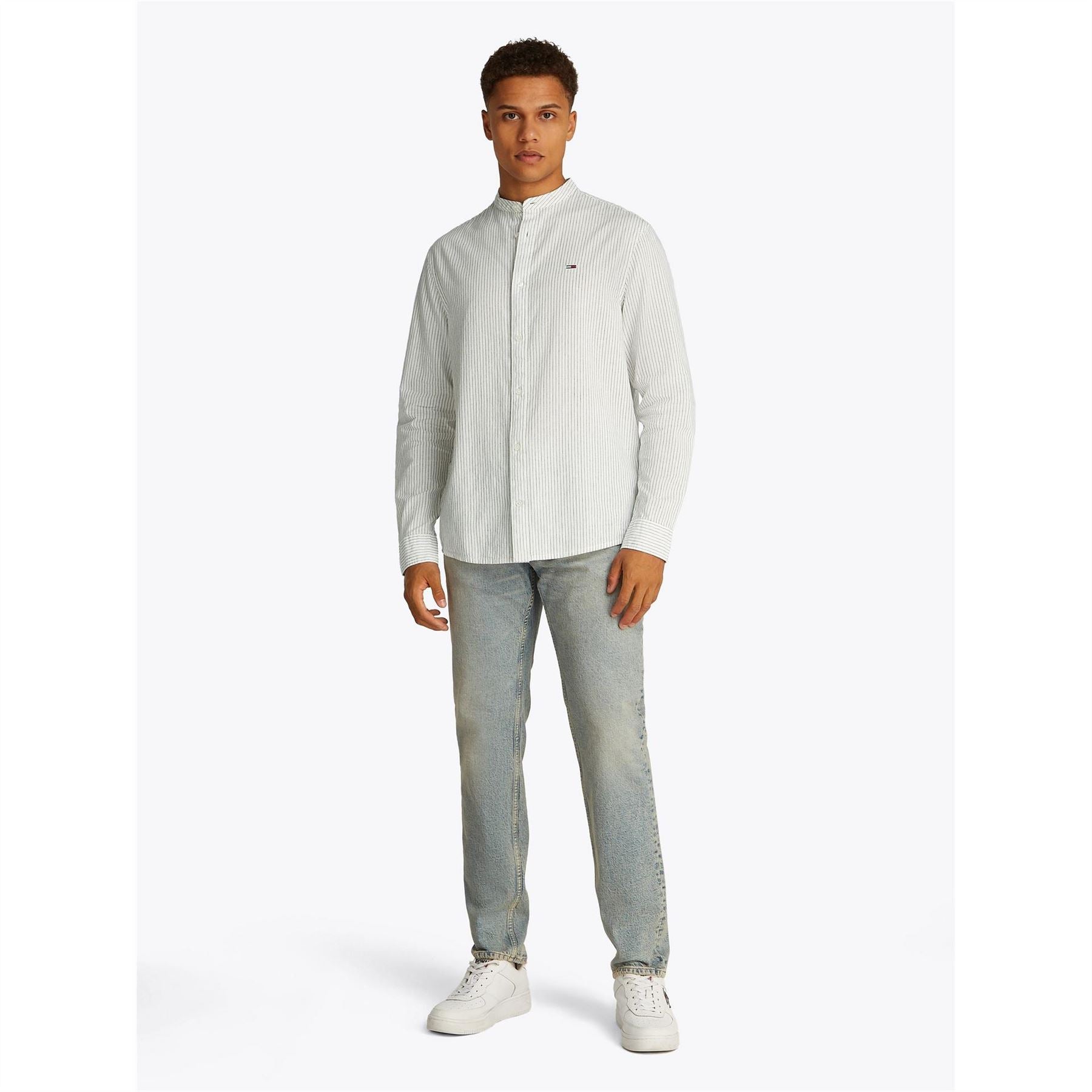 Tommy Jeans Tj Linen Long Sleeve Patterned Shirt