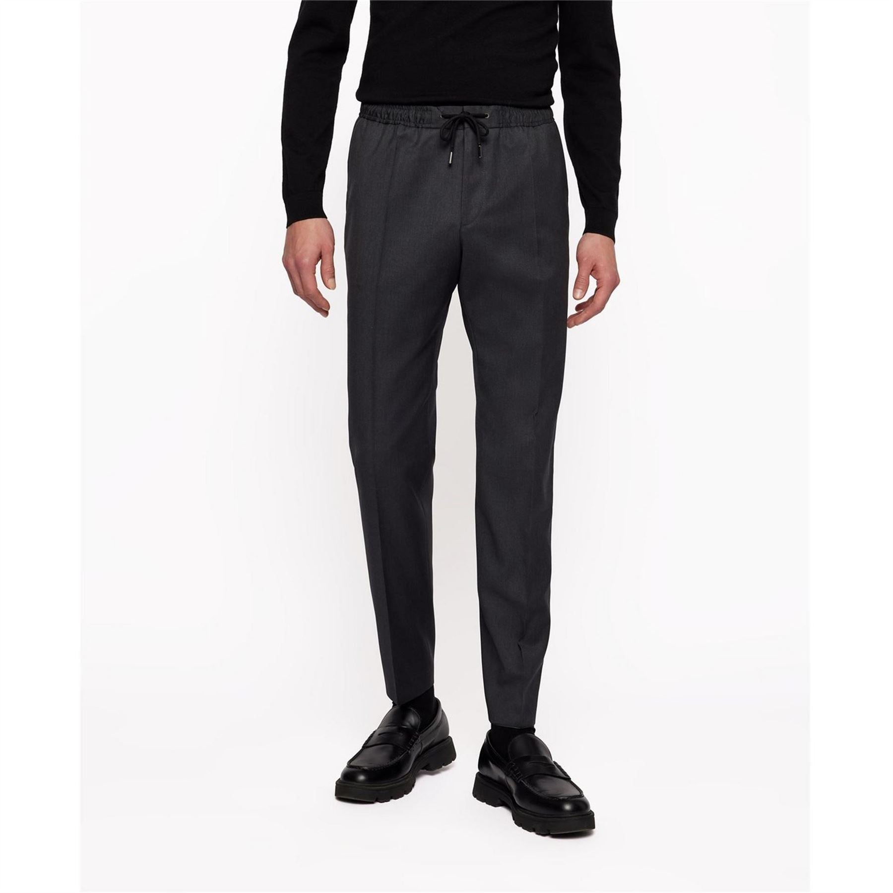 Boss Solid Patterned Slim Elastic Cuff Trousers