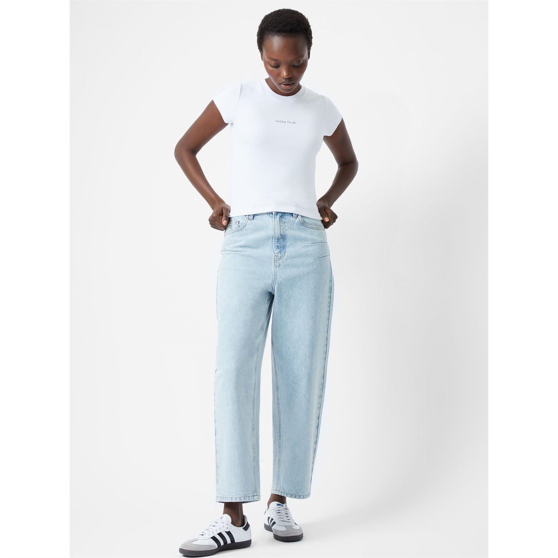FCUK Cropped Crew Neck Short Sleeve T-Shirt