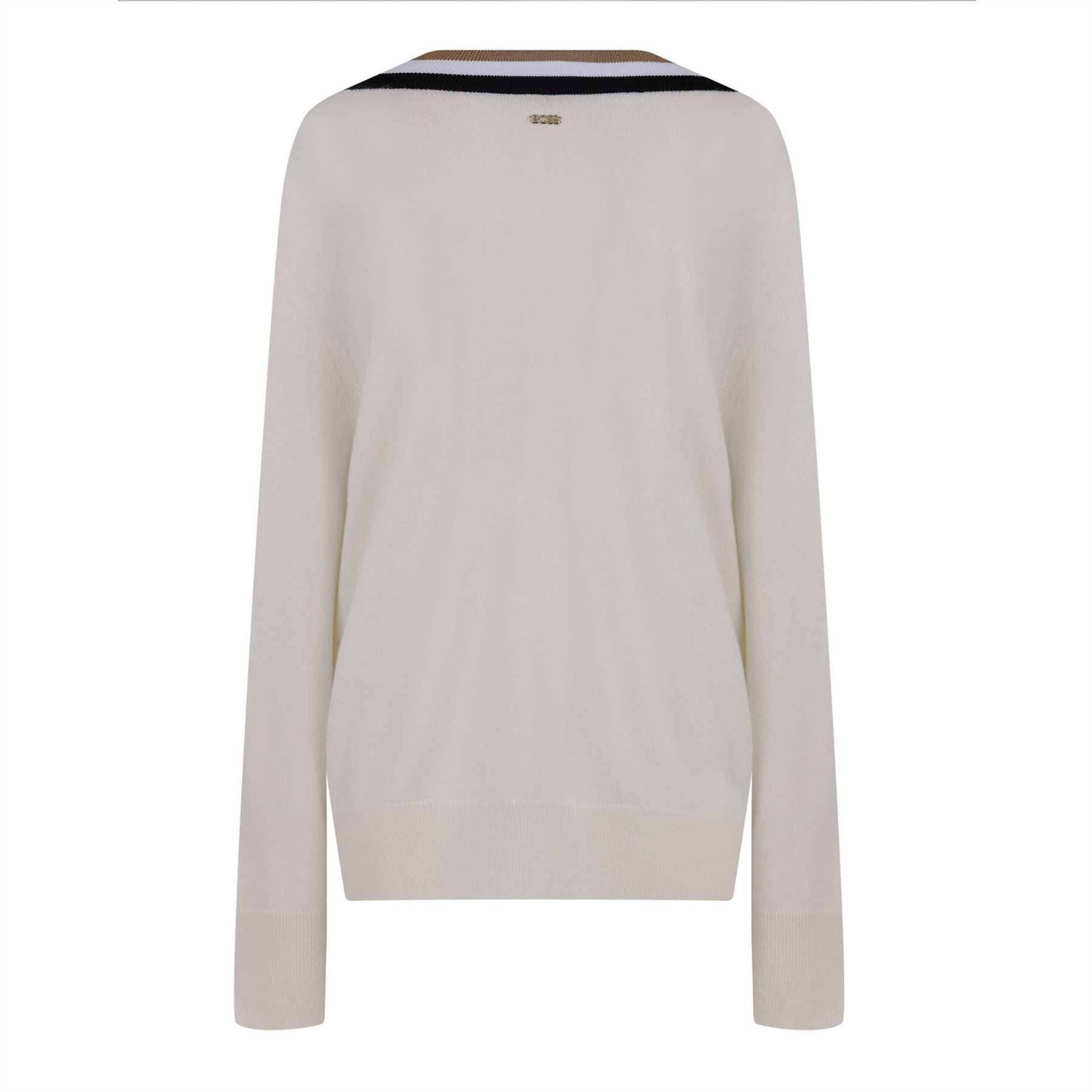 Boss Felipina Knitted Jumper, V Neckline, Stripes
