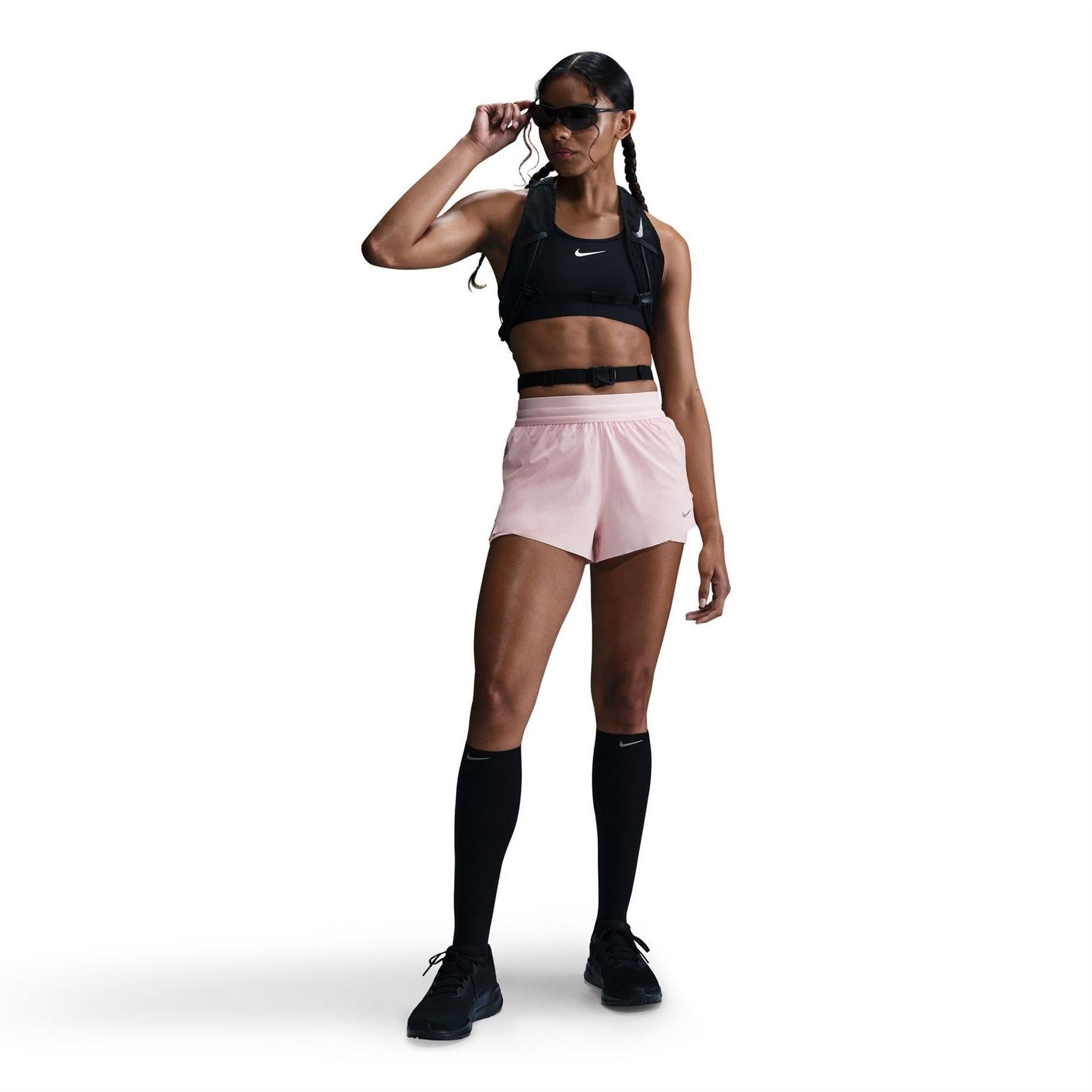 Nike Womens Dri Fit Swift Mid Rise 3 2 In 1 Shorts