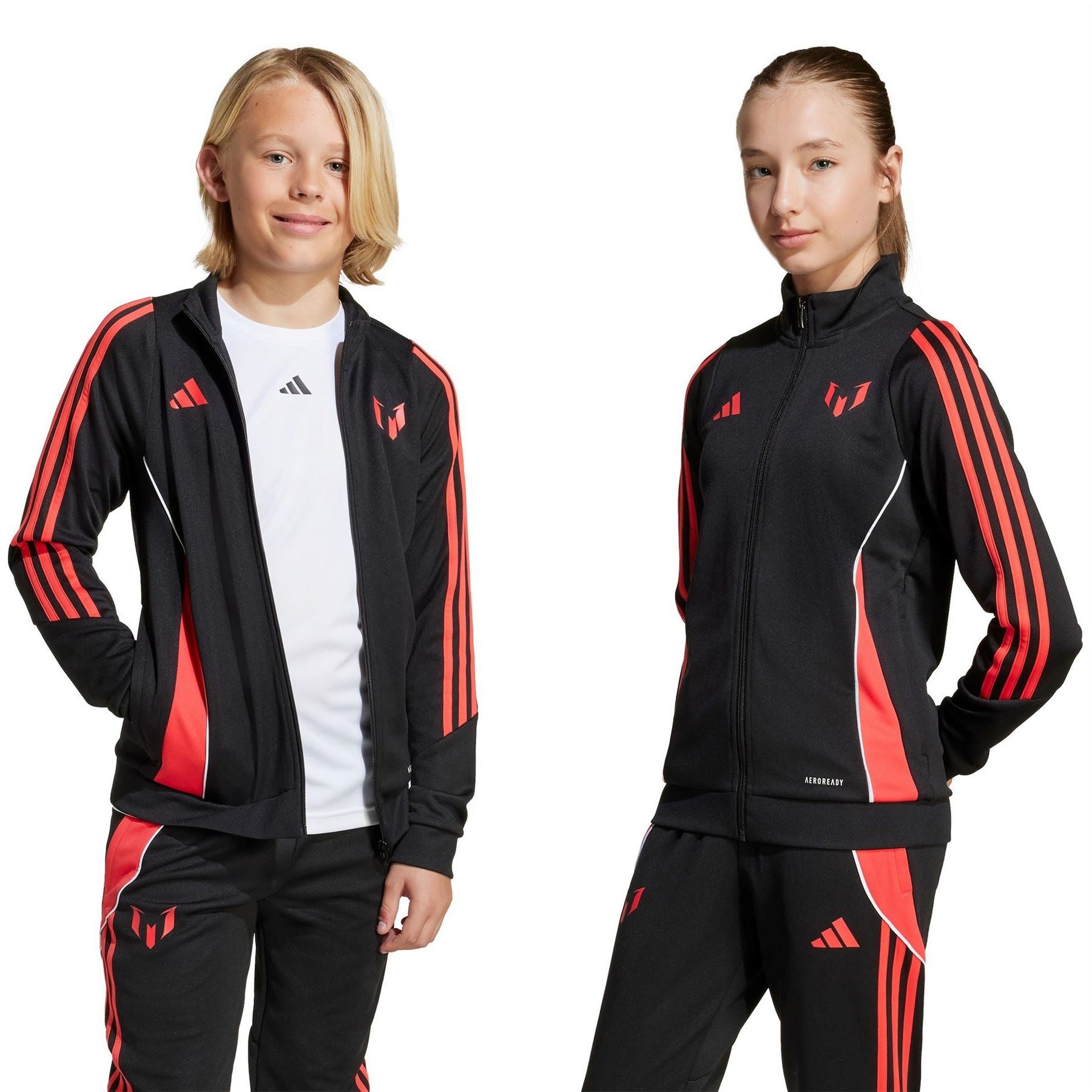 adidas Messi Three Stripes Full Zipper Ribbed Cuff Track Jacket
