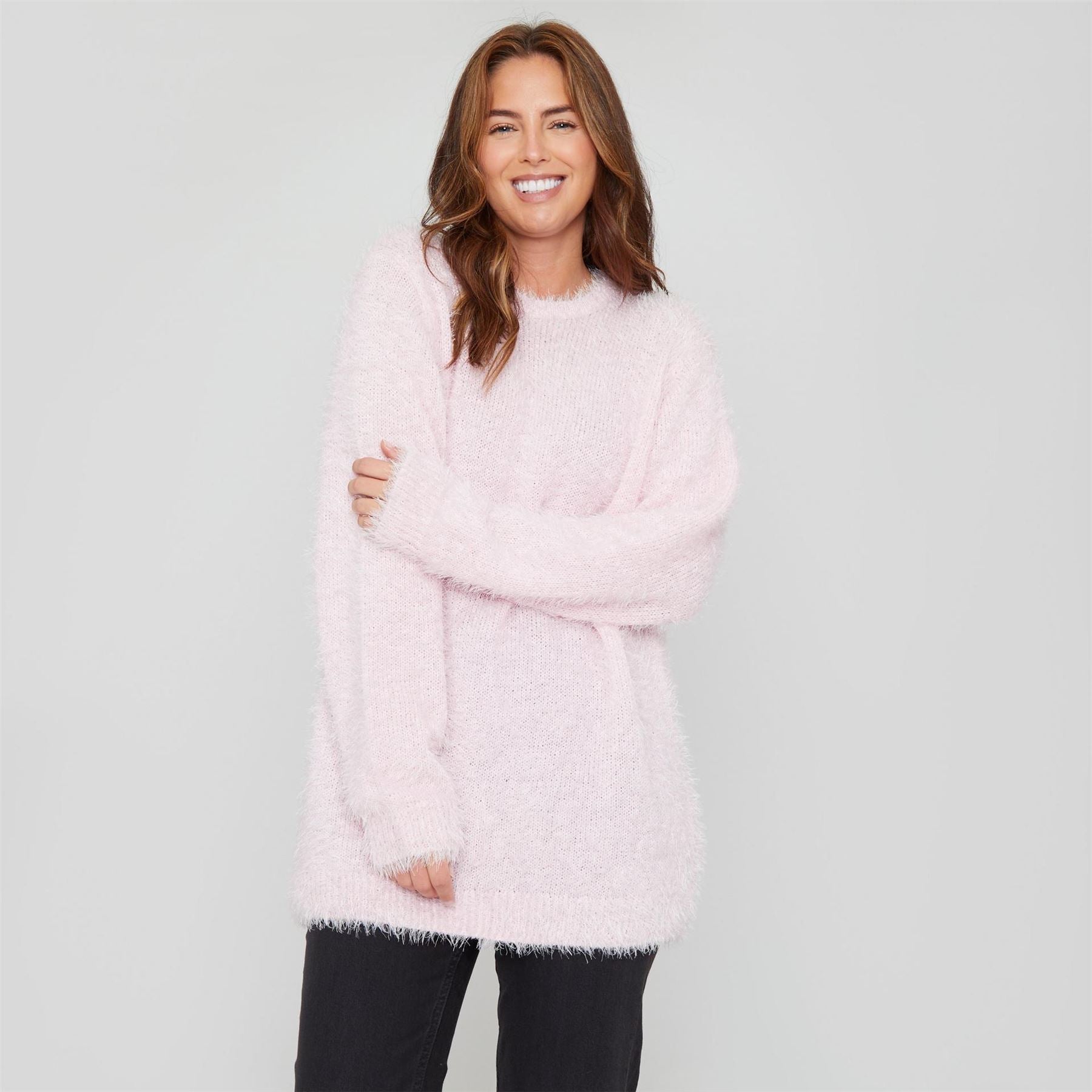 Be You Fluffy Relaxed Fit Crew Neck Sweater