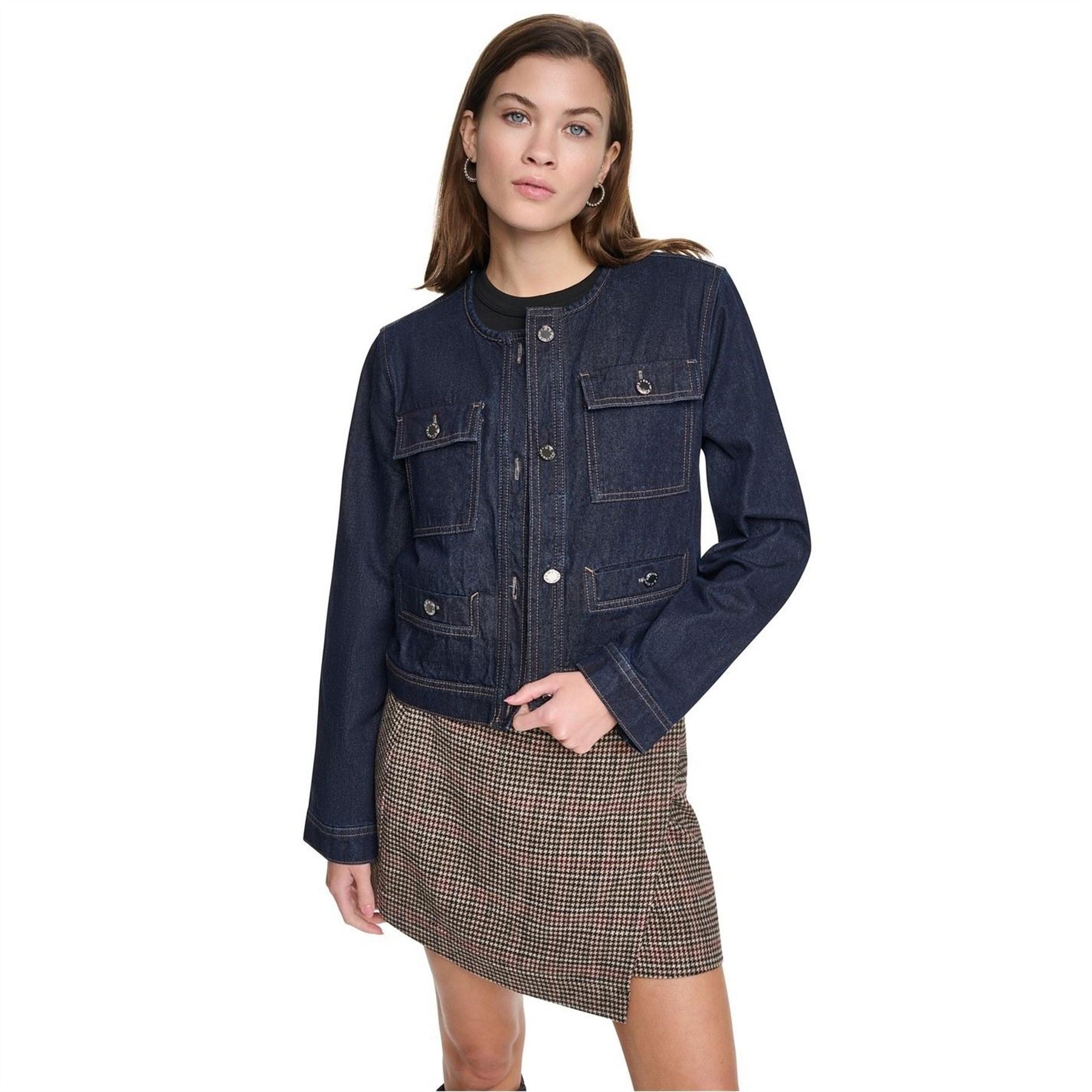 DKNY Mix Media Denim Jacket