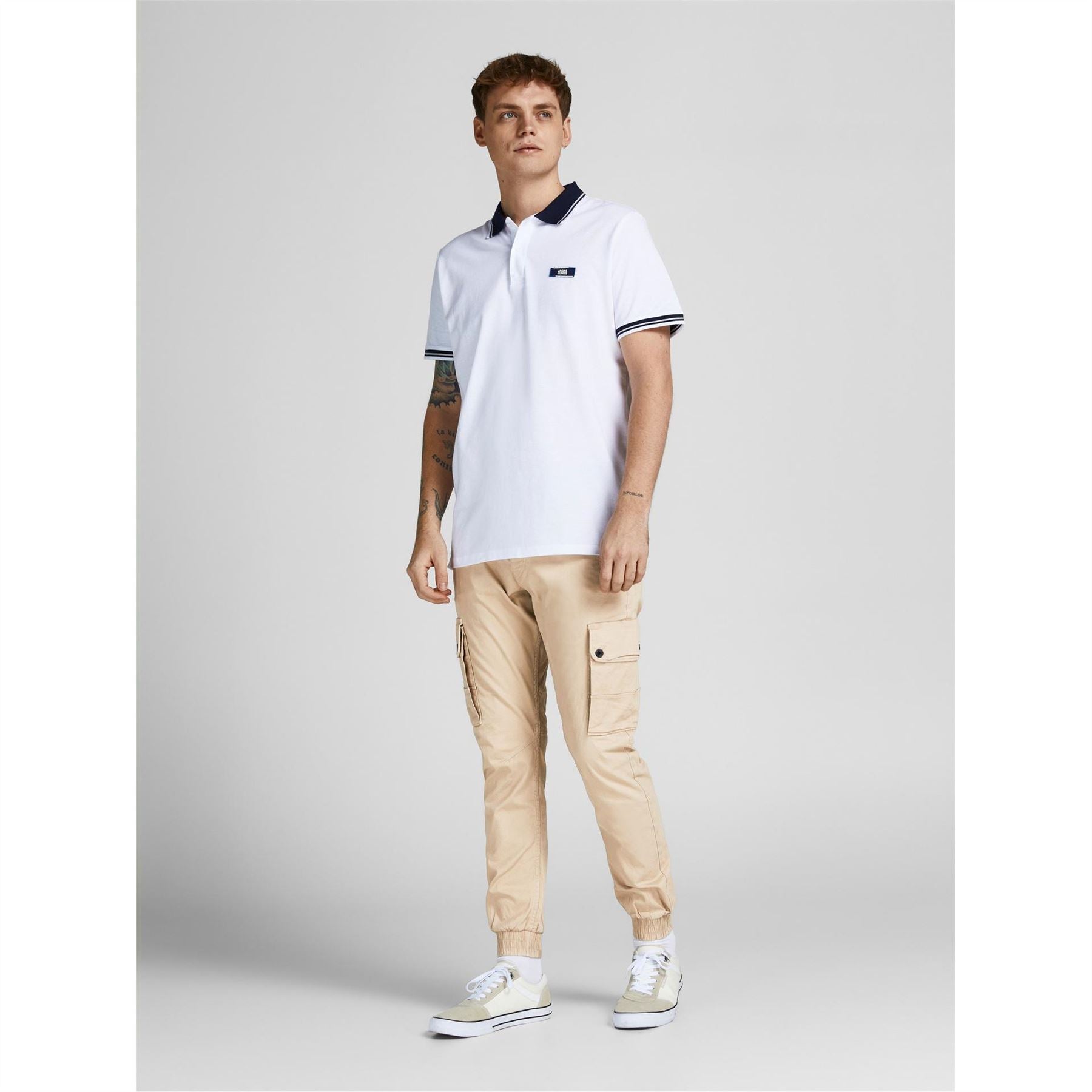 Jack and Jones Solid Patterned Cuffed Cargo Pants