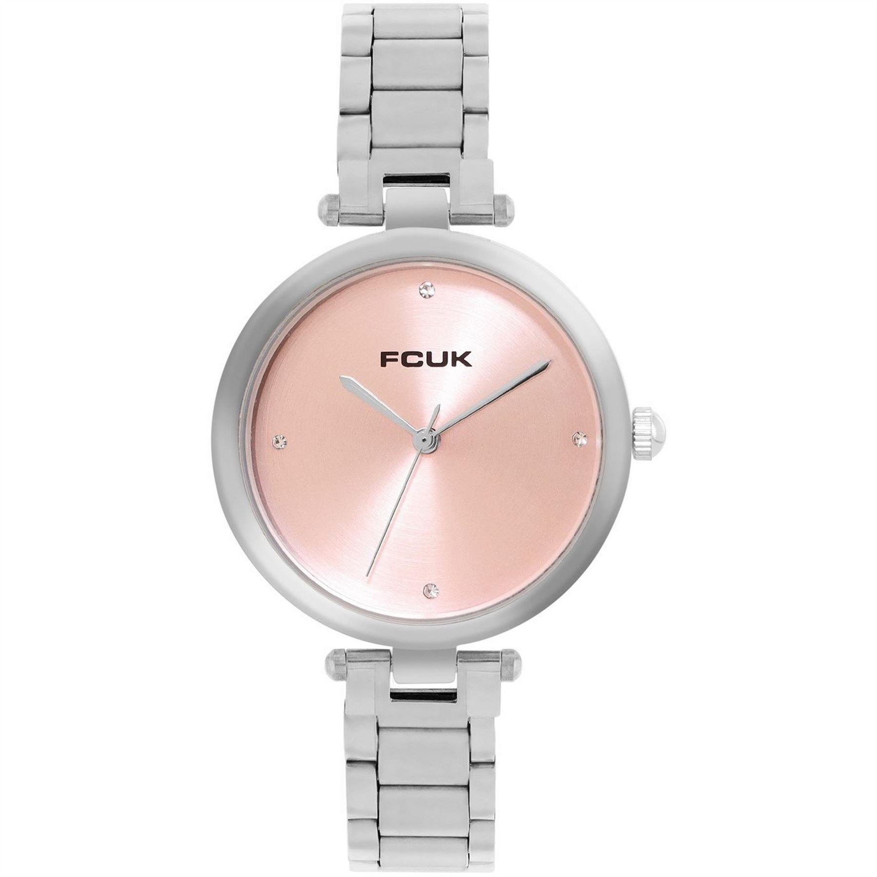 FCUK Silver Case Round Shape Silver Strap Quartz Watch