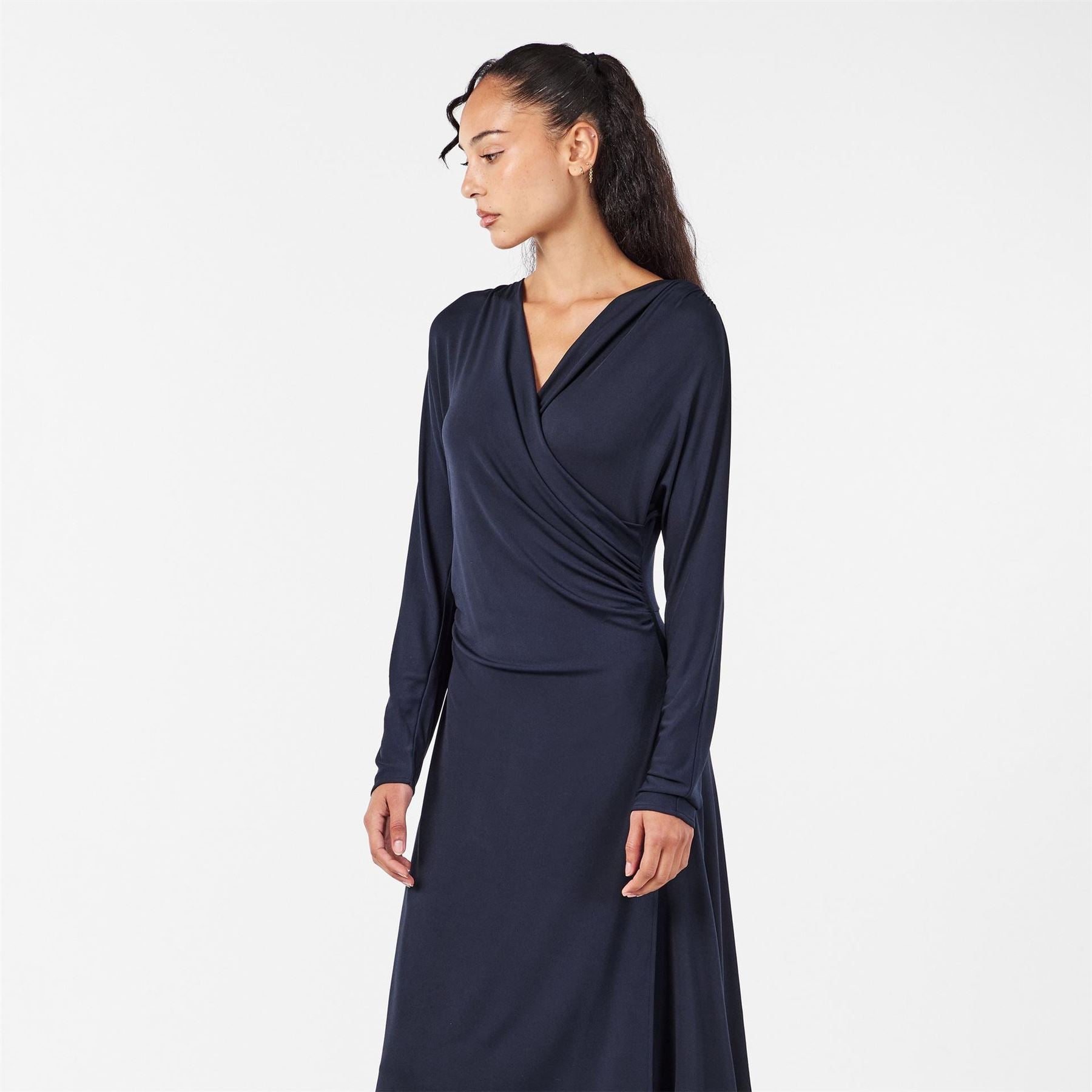 Boss Ettita V-Neck Long Sleeve Midi Wrap Dress