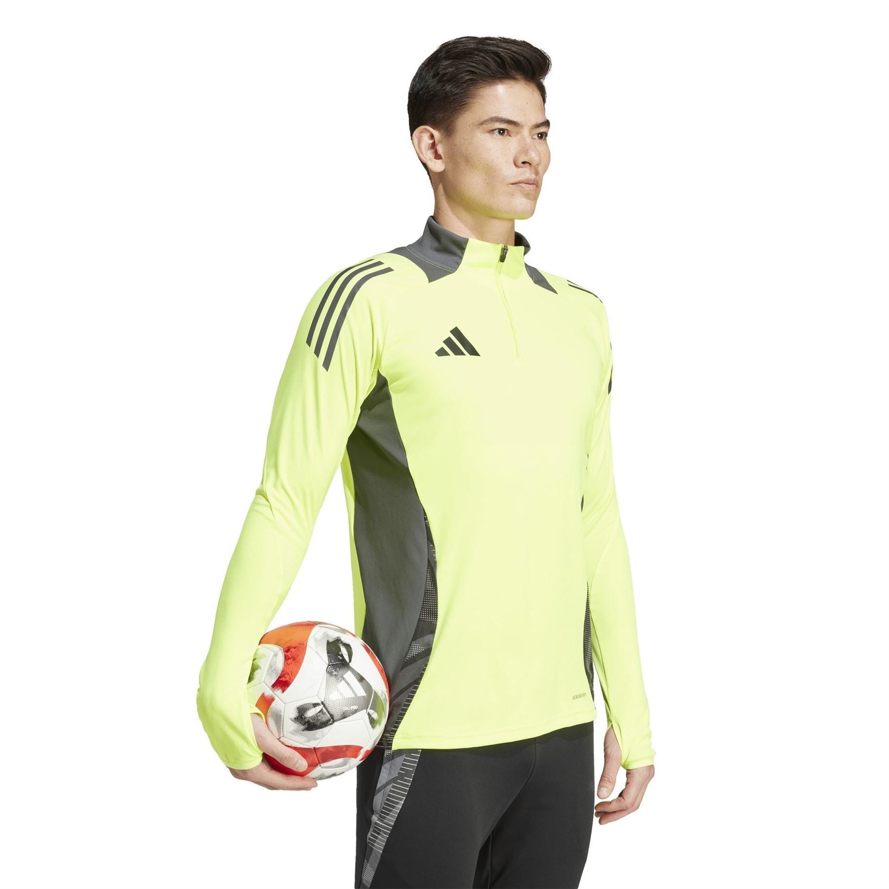 adidas Tiro24 Zip Neck Band Collar Long Sleeve Athletic Top