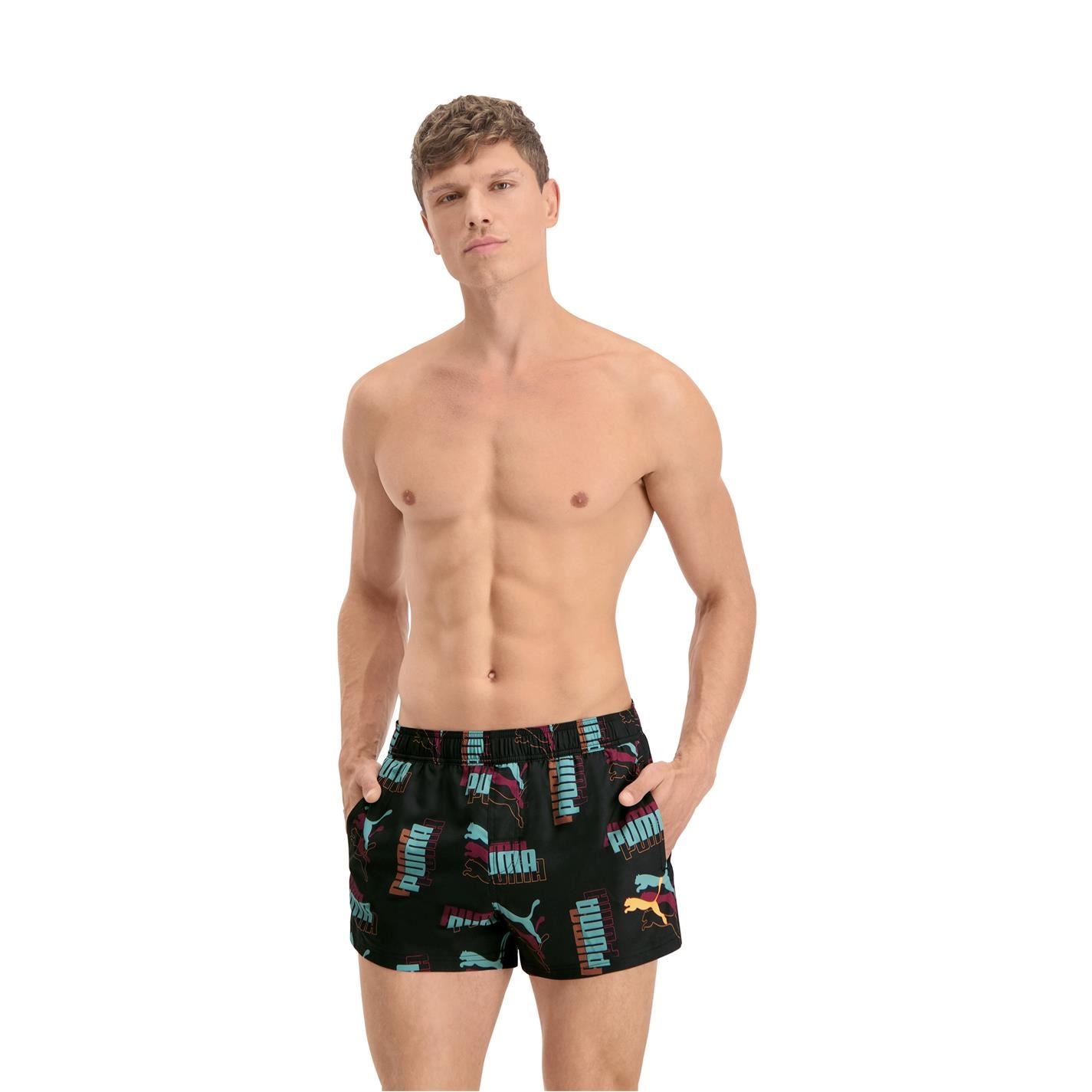 Puma All Over Logo Print Swim Shorts