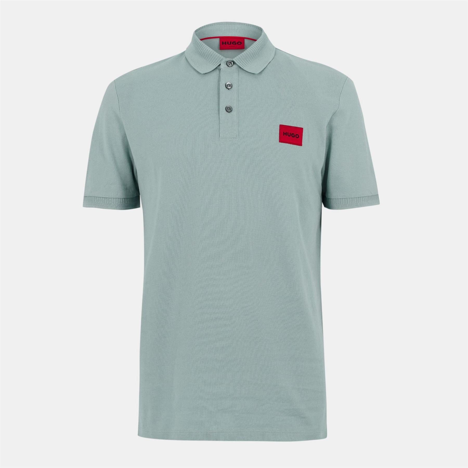 Hugo HUGO Deruso Short Sleeve Polo Shirt with Logo Detail and Ribbed Collar   Premium Cotton