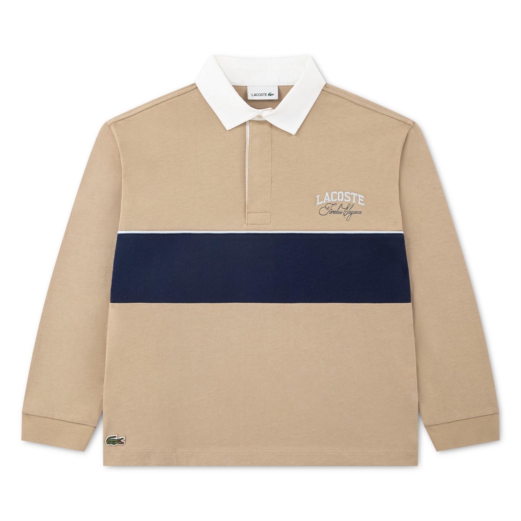Lacoste Stripe Cotton Long Sleeve Rugby Polo