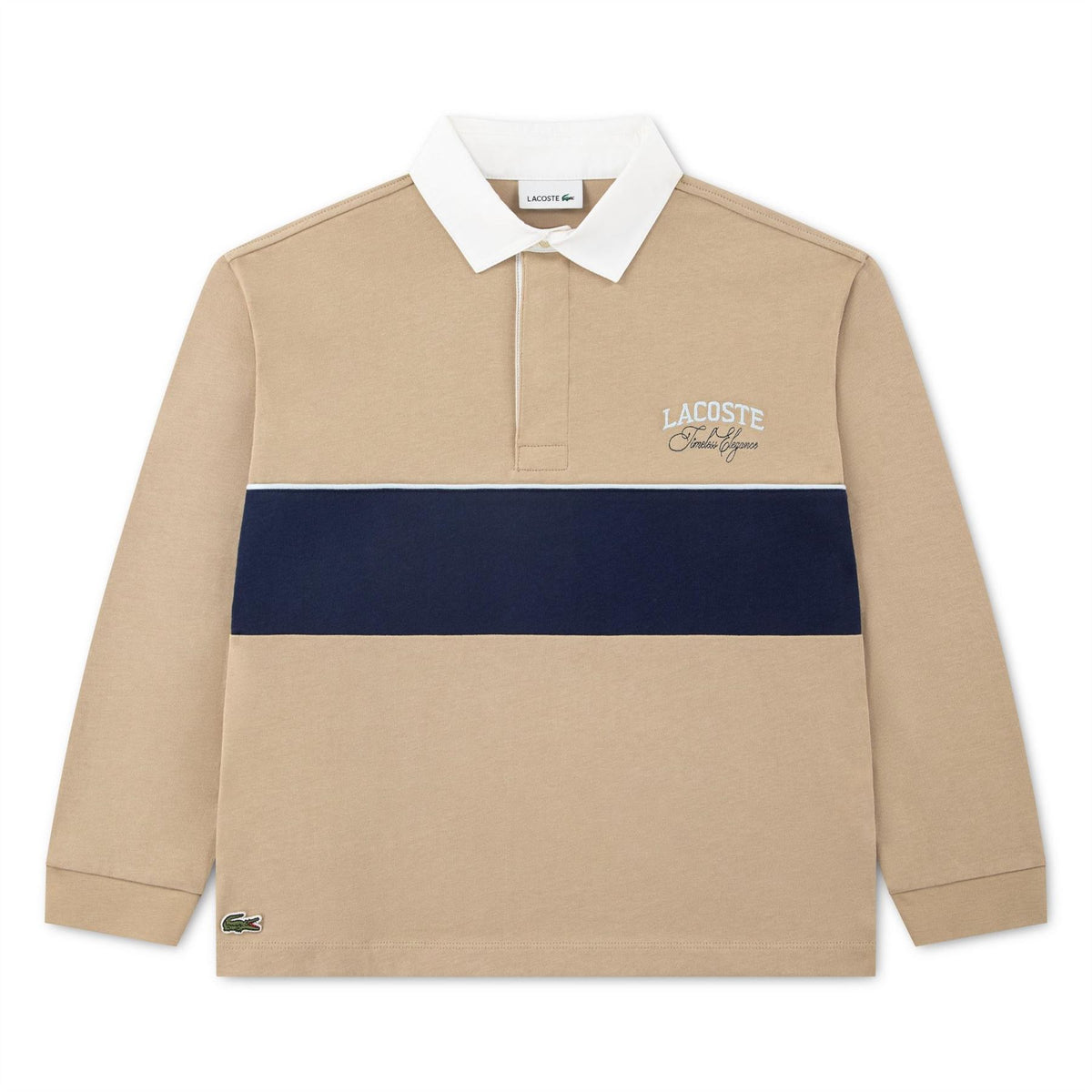 Lacoste Stripe Cotton Long Sleeve Rugby Polo