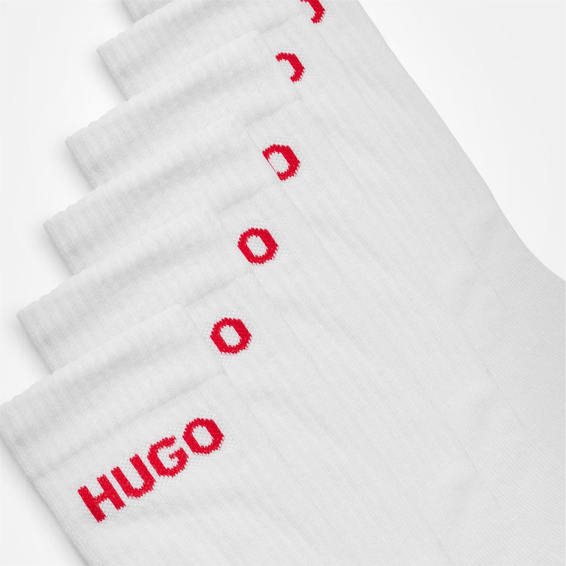 Hugo HUGO Ribbed Logo 6 Pack Crew Socks