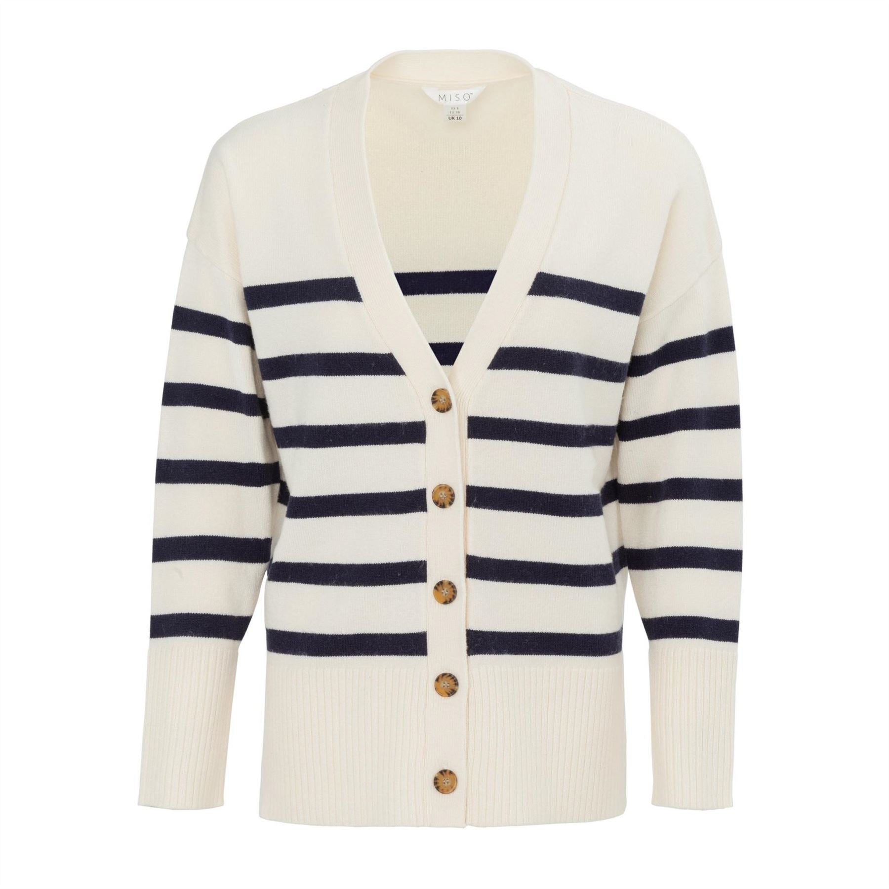 Miso V Neck Cuff Stripe Cardigan
