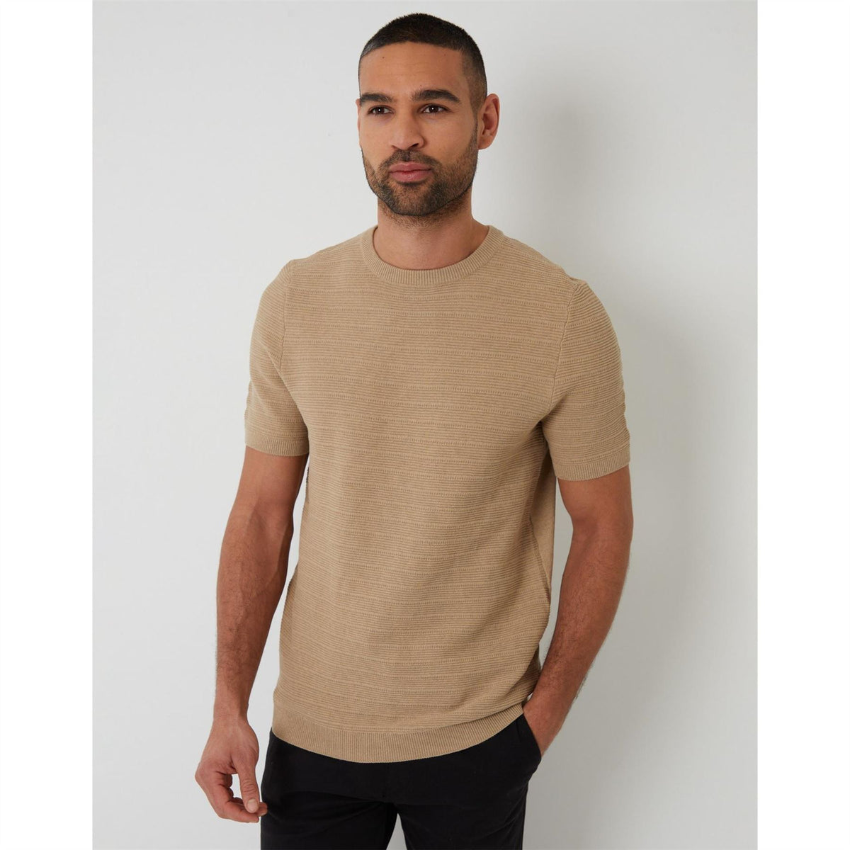 Threadbare Crew Neck Ribbed Collar Short Sleeve T-Shirt
