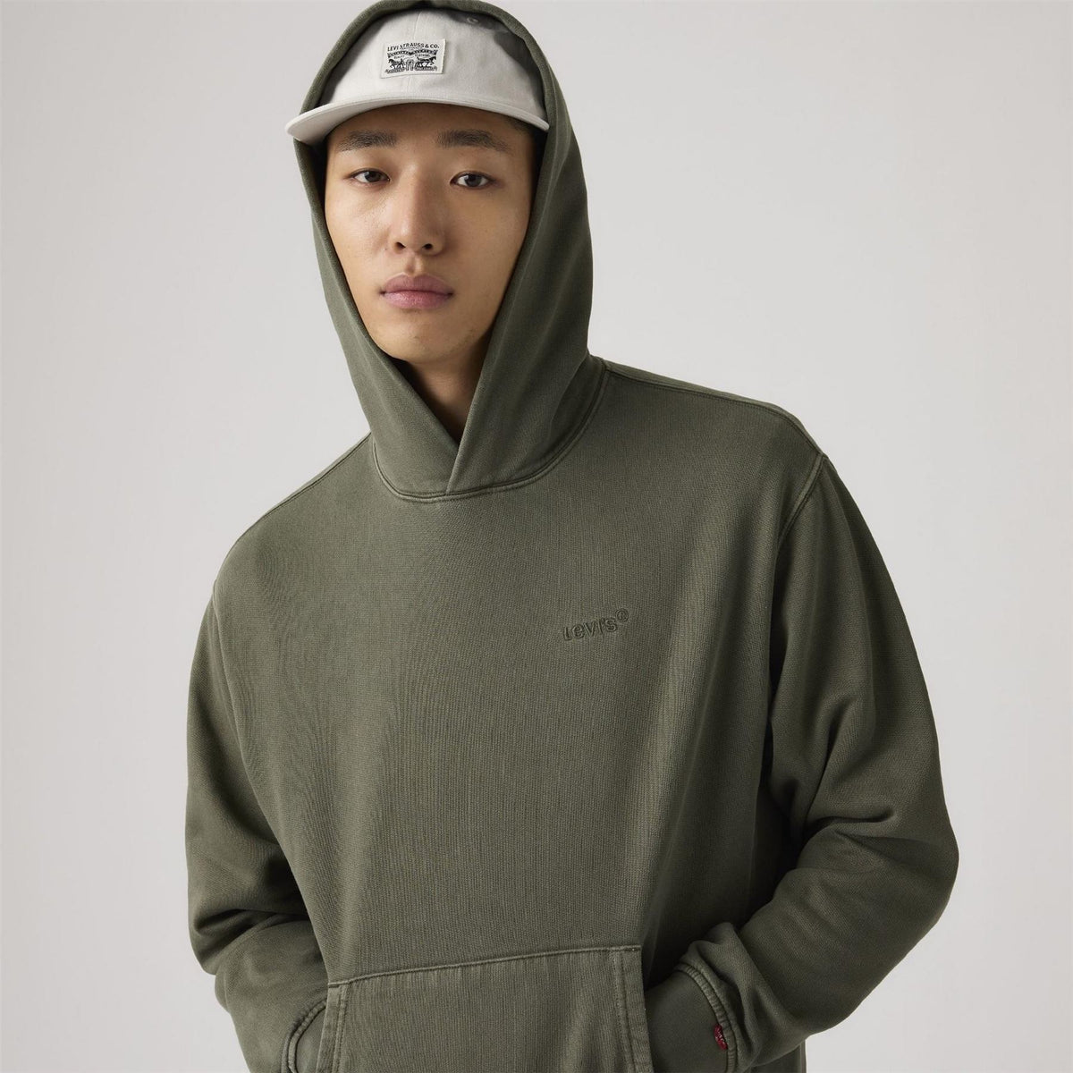 Levis Hooded Neck Drop Shoulder Sweatshirt with Kangaroo Pocket