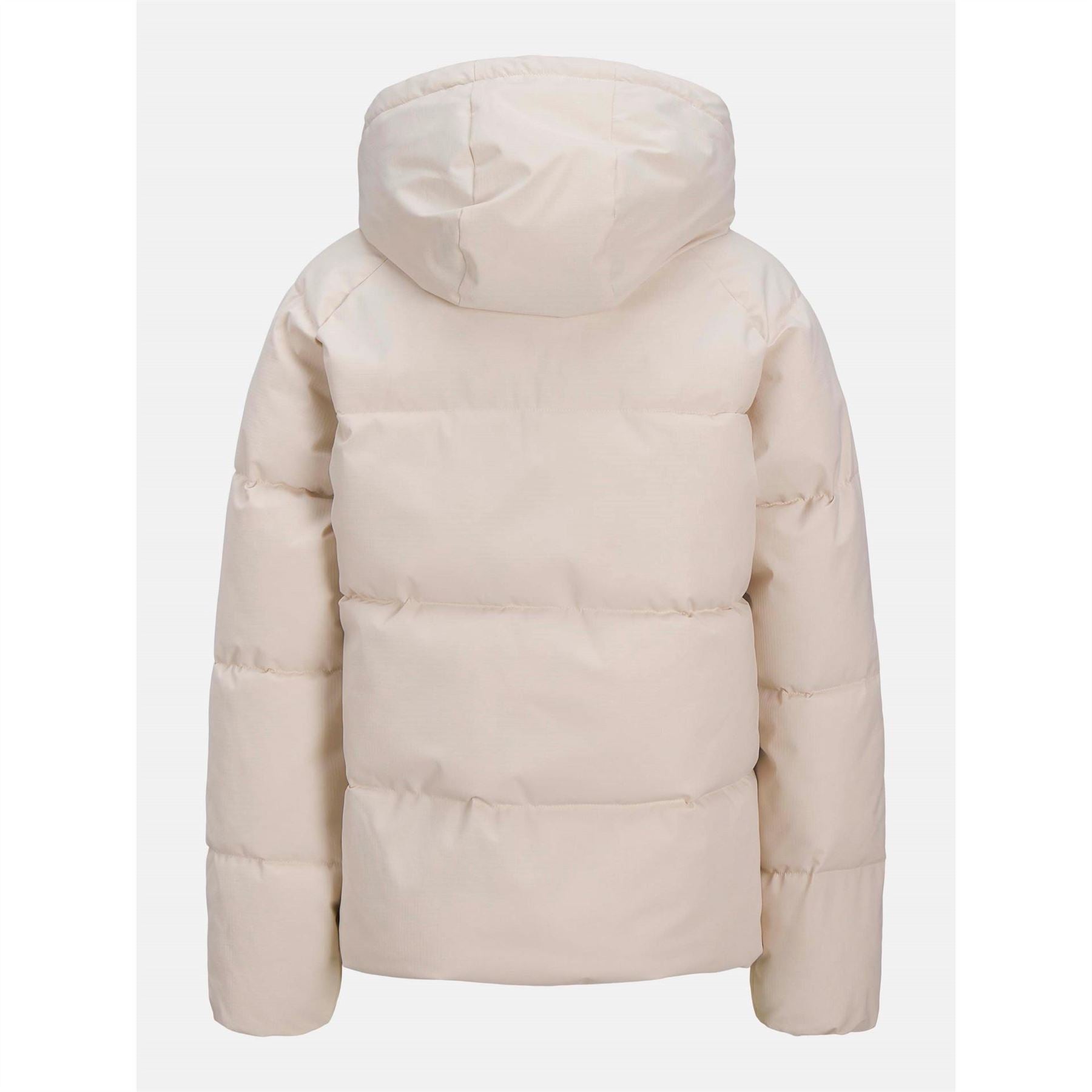 JJXX Womens Global Solid Patterned Hooded Snap Button Puffer Jacket