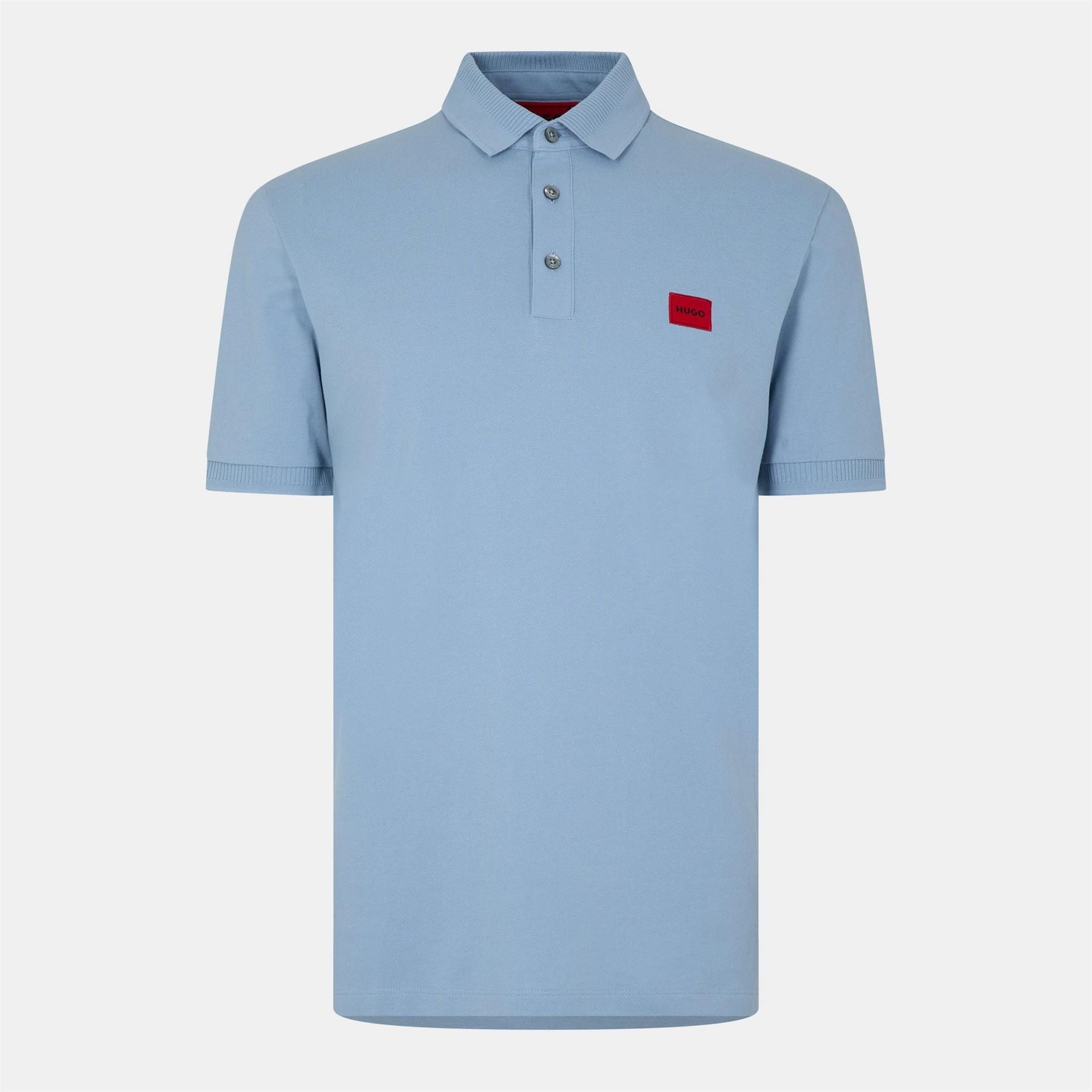Hugo HUGO Deruso Short Sleeve Polo Shirt with Logo Detail and Ribbed Collar   Premium Cotton
