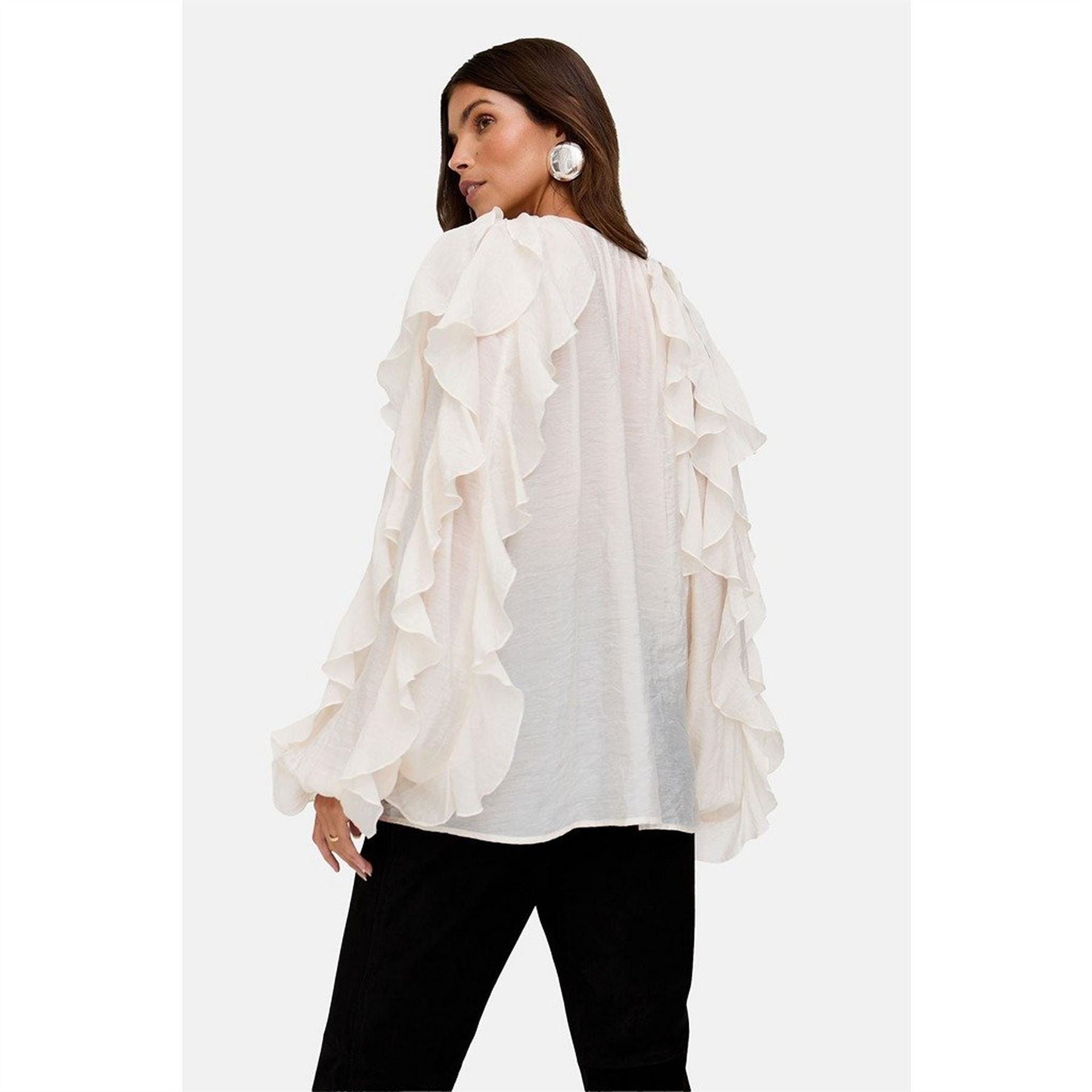 Lily and Lionel Sophie Tie Neck Long Sleeve Ruffle Blouse