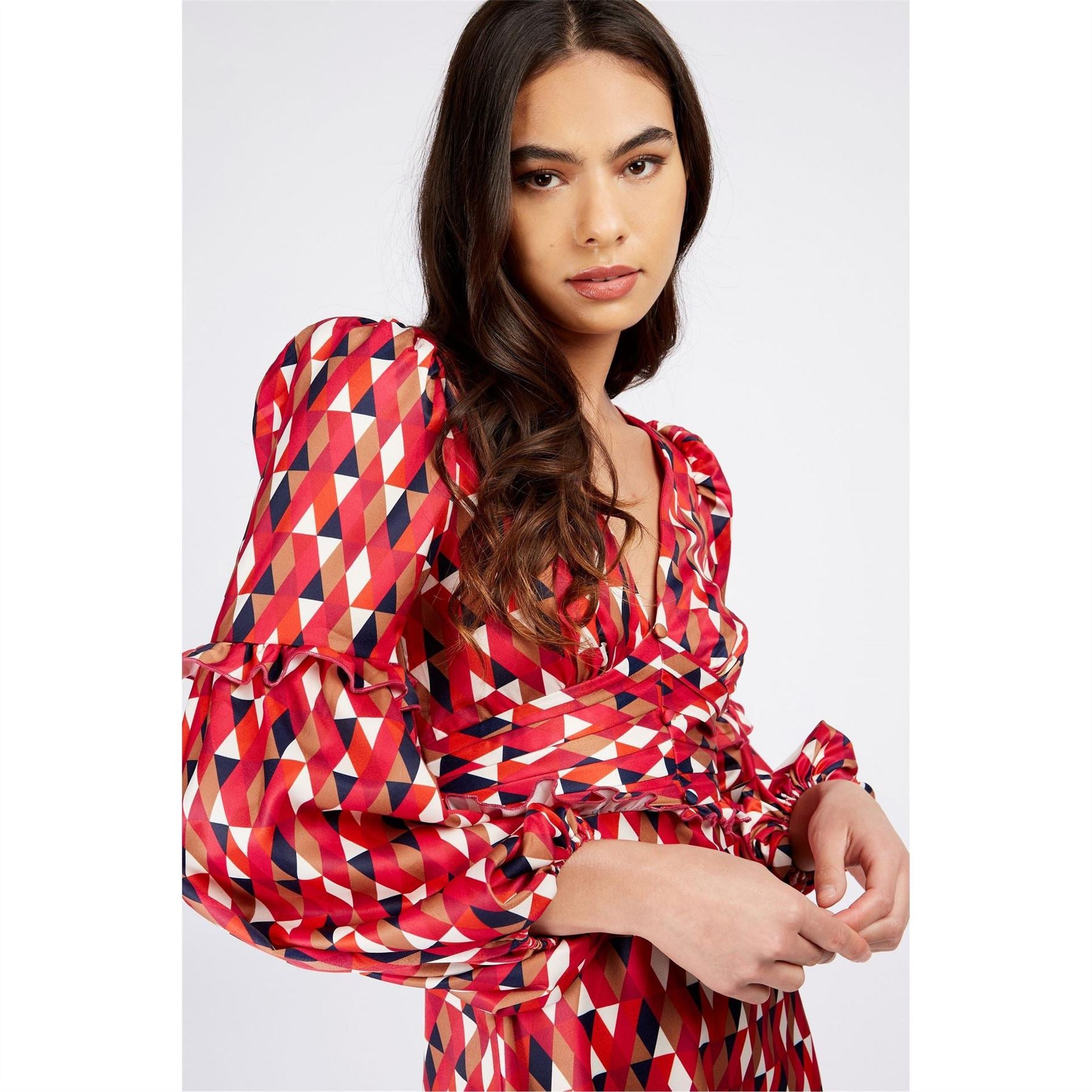 Little Mistress V-Neck Long Sleeve Mini Wrap Dress
