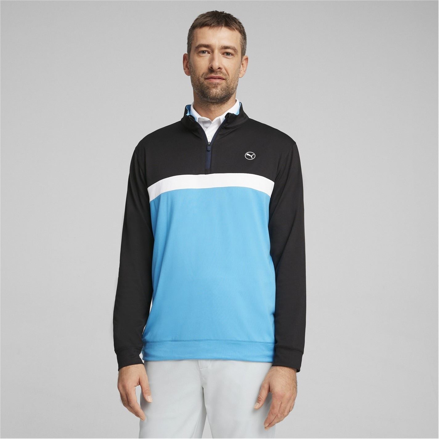 Puma Mens Pure Colour Block Golf Quarter Zip
