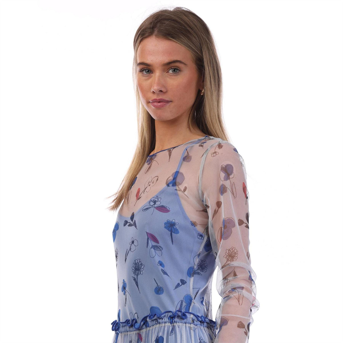 Emporio Armani Sheer Floral Print Maxi Dress