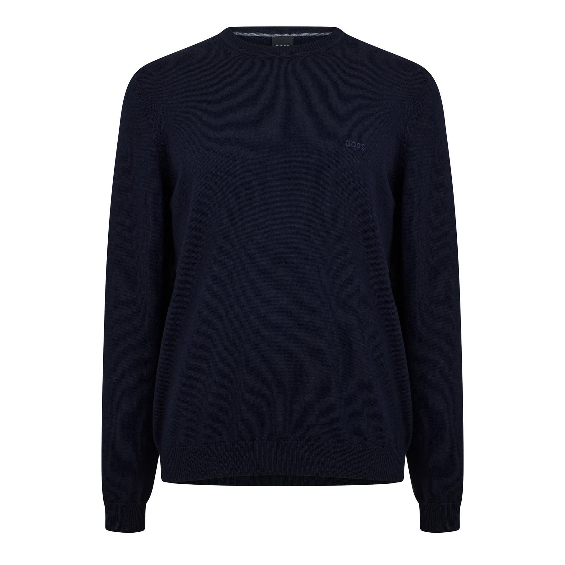 Boss Crew Neck Ribbed Collar Long Sleeve Sweatshirt
