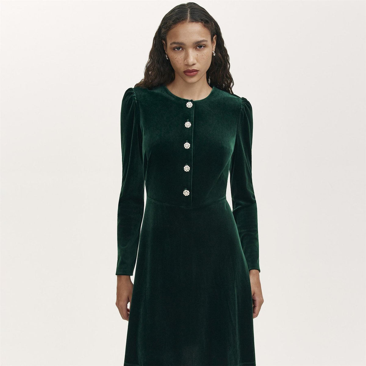 Finery Rae Jewel Neck Long Sleeve Knee Length Dress