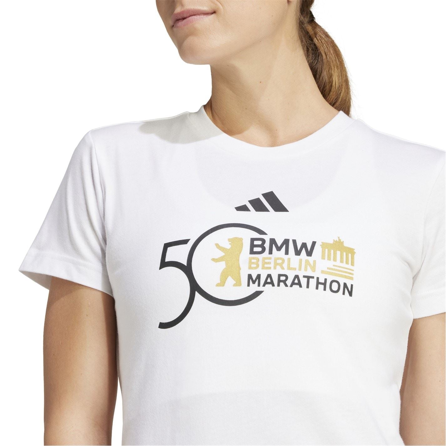 adidas Logo Crew Neck Ribbed Collar Short Sleeve T-Shirt