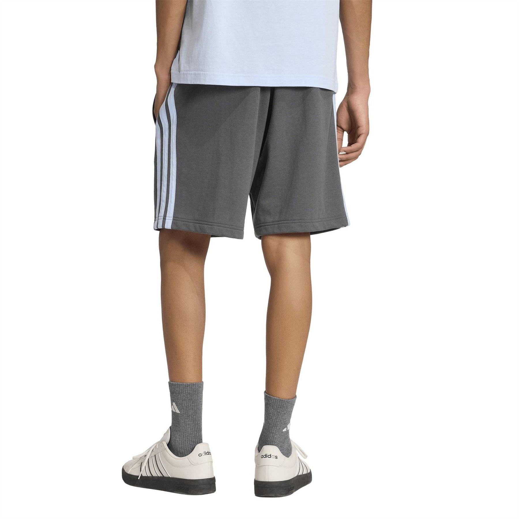 adidas Mens Essentials 3 Stripe Fleece Shorts
