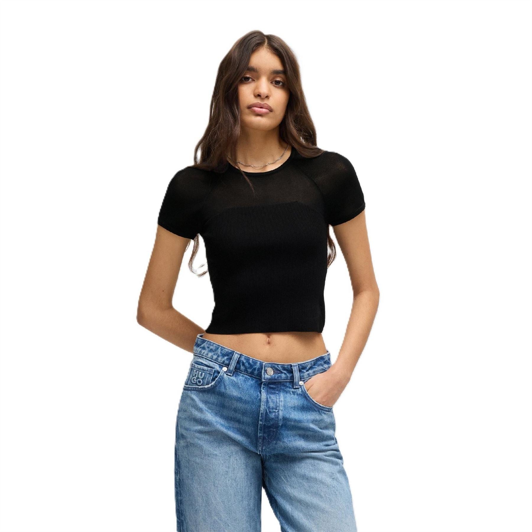 Hugo Slevetta Chain Crew Neck Raglan Sleeve Jersey T-Shirt