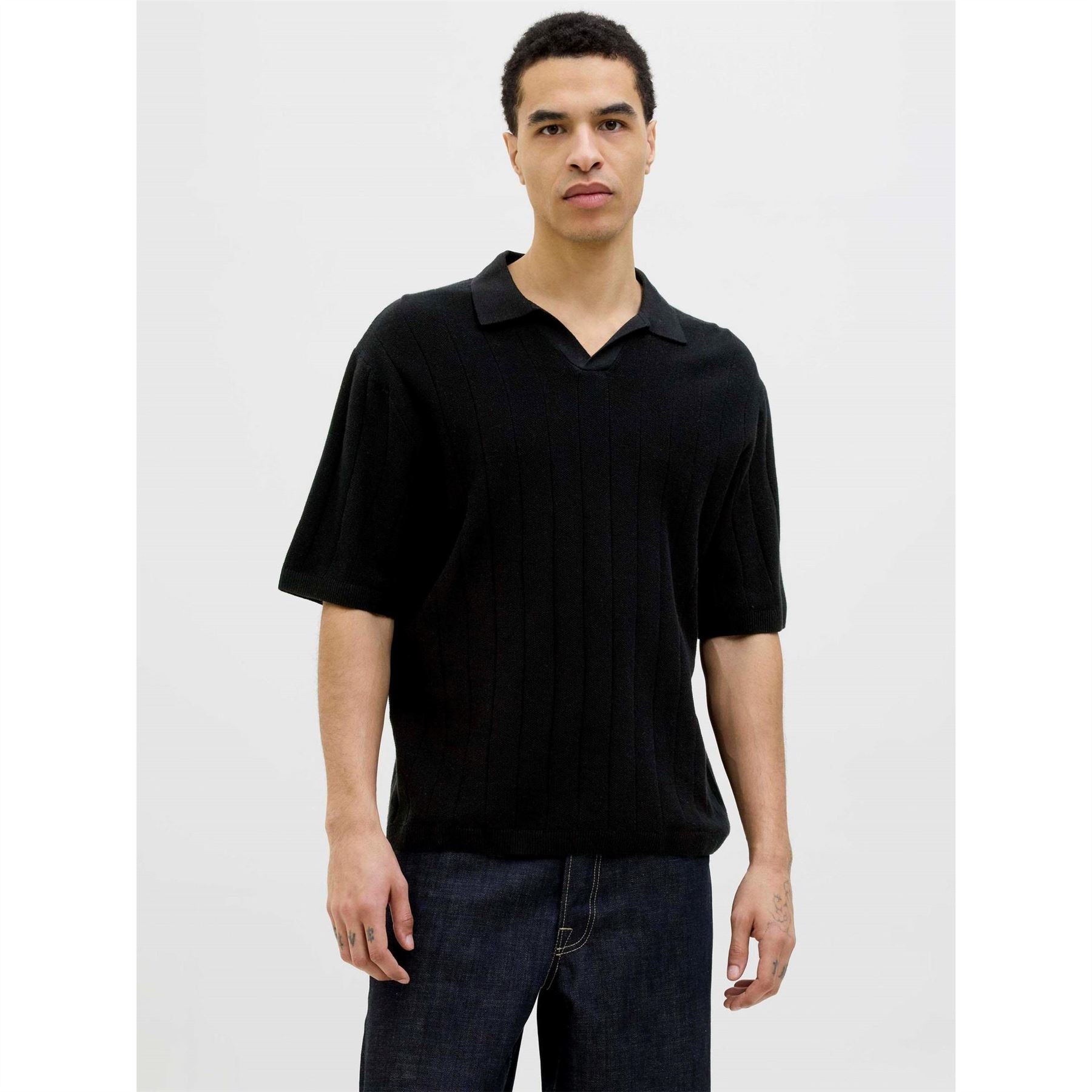 Jack and Jones Split Neck Knitted Crew Sweatshirt