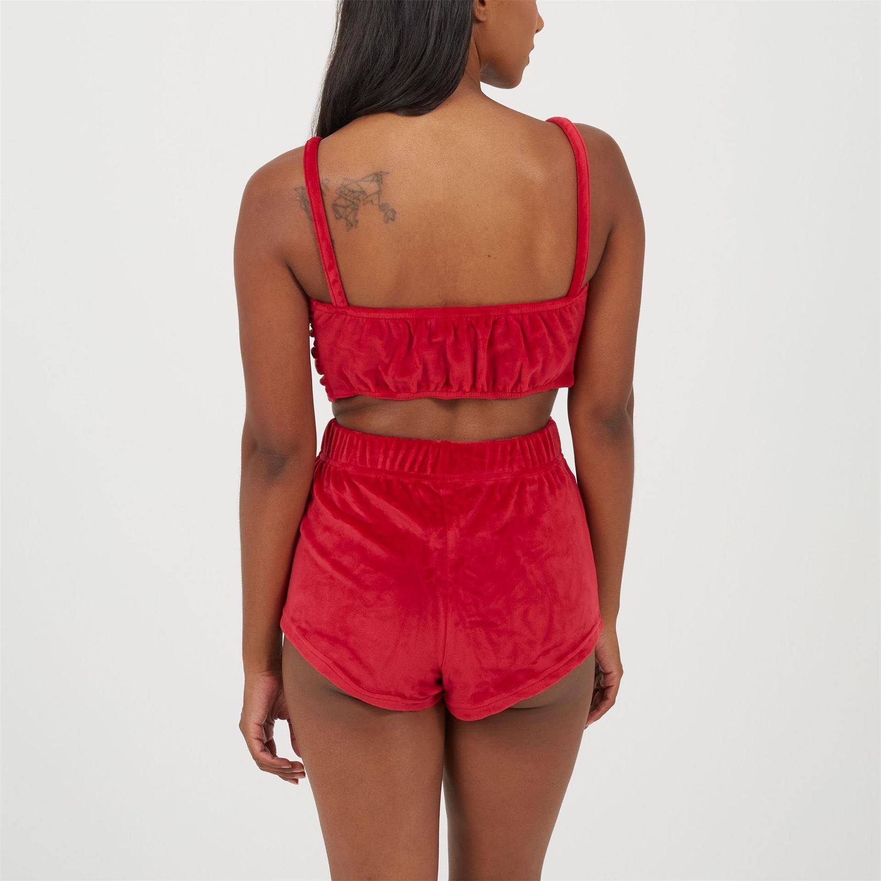Brave Soul Womens Velour Braletter And Matching Shorts Lounge Set