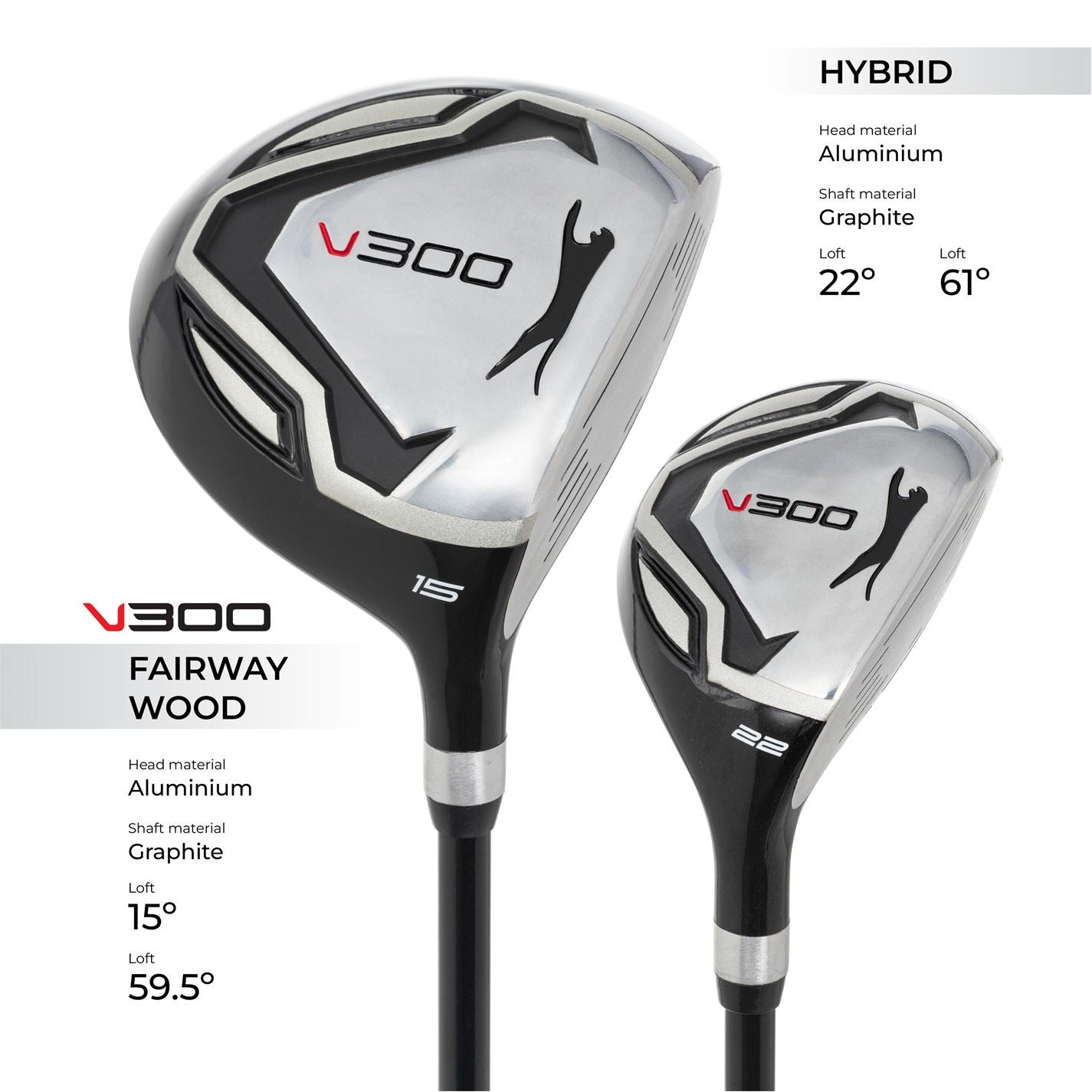 Slazenger Vs Golf Club Set With Stand Bag (graphite And Steel Shaft Combo) Mens