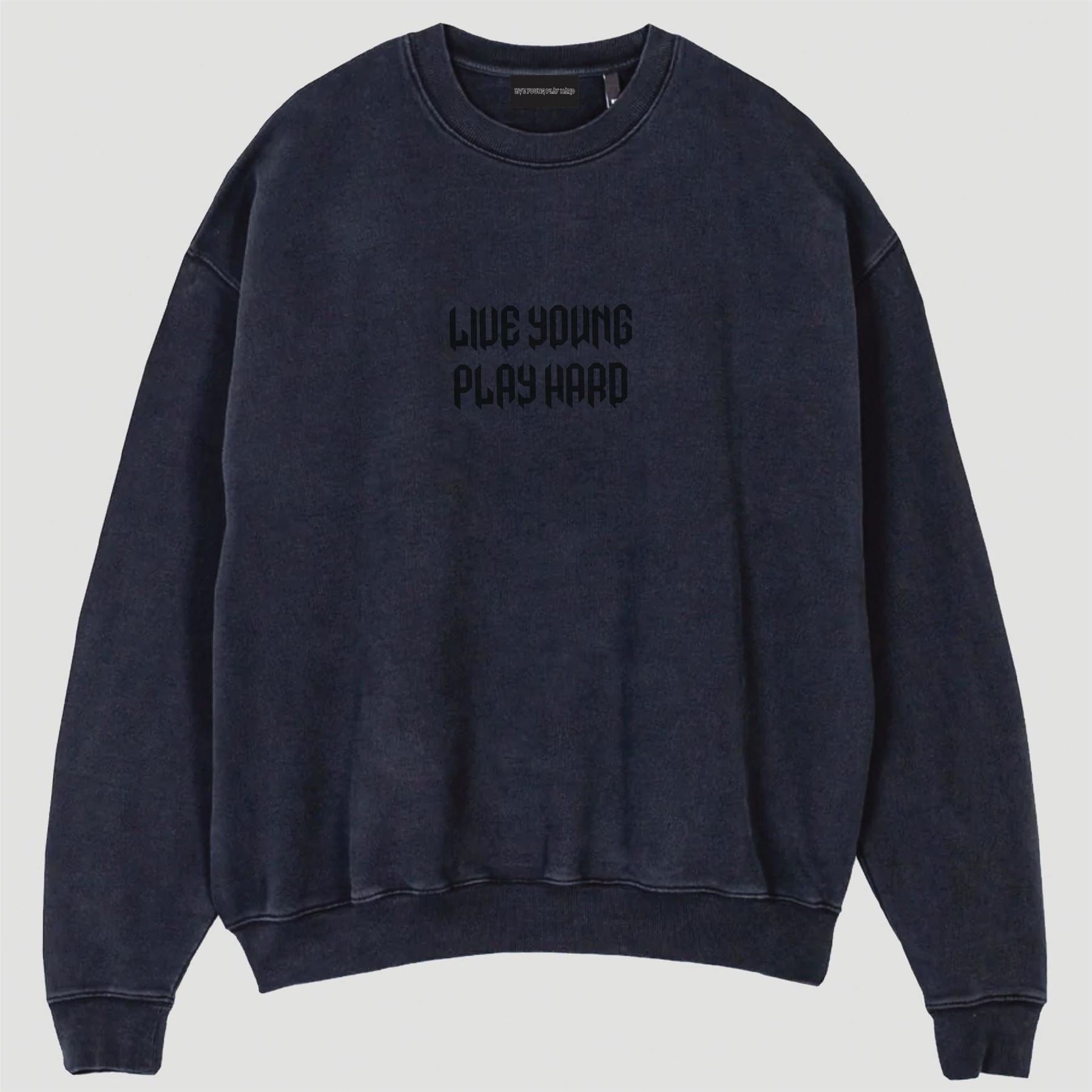 LYPH Punk Text Graphic Crew Neck Long Sleeve Sweatshirt