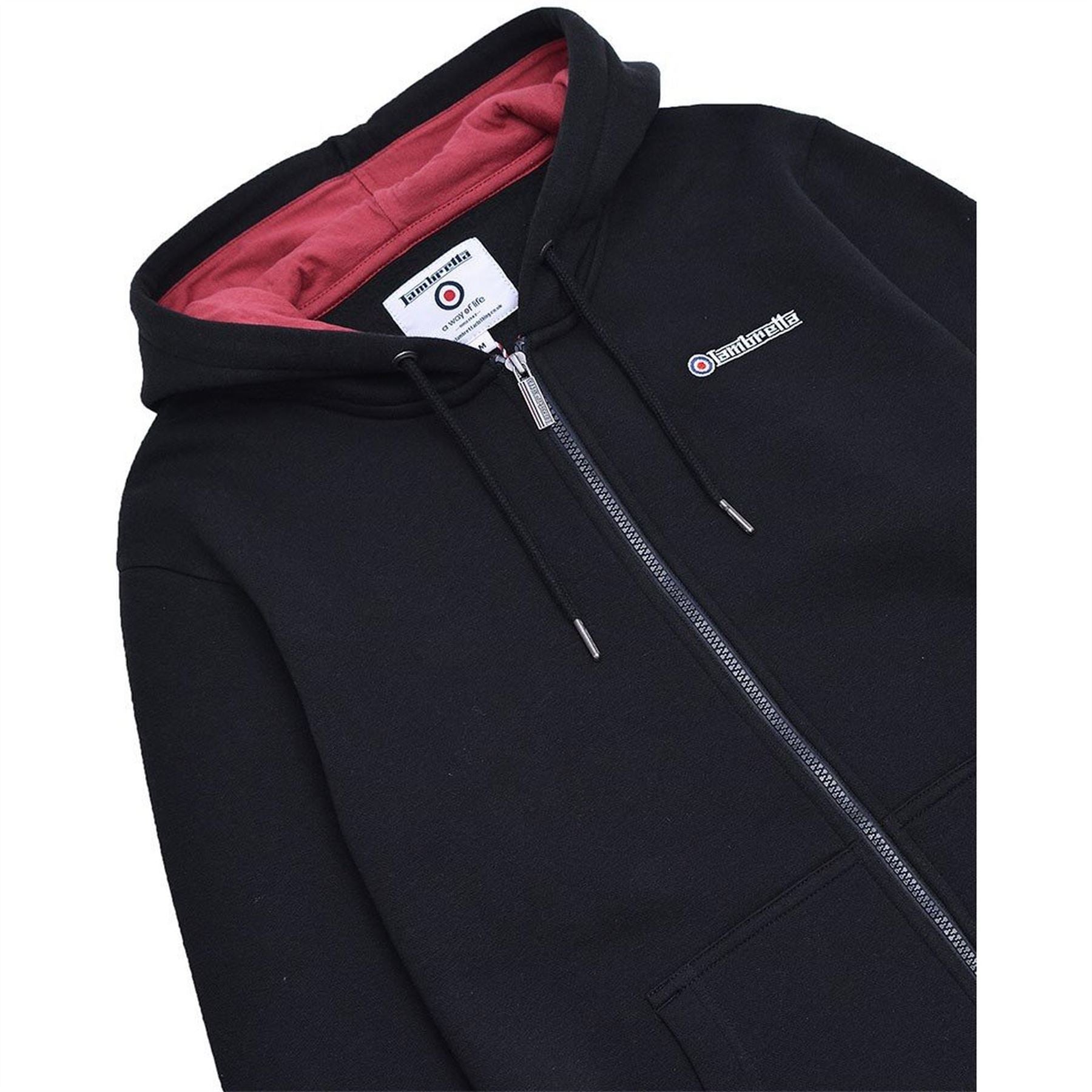 Lambretta Solid Patterned Hooded Ribbed Cuff Sweat Jacket
