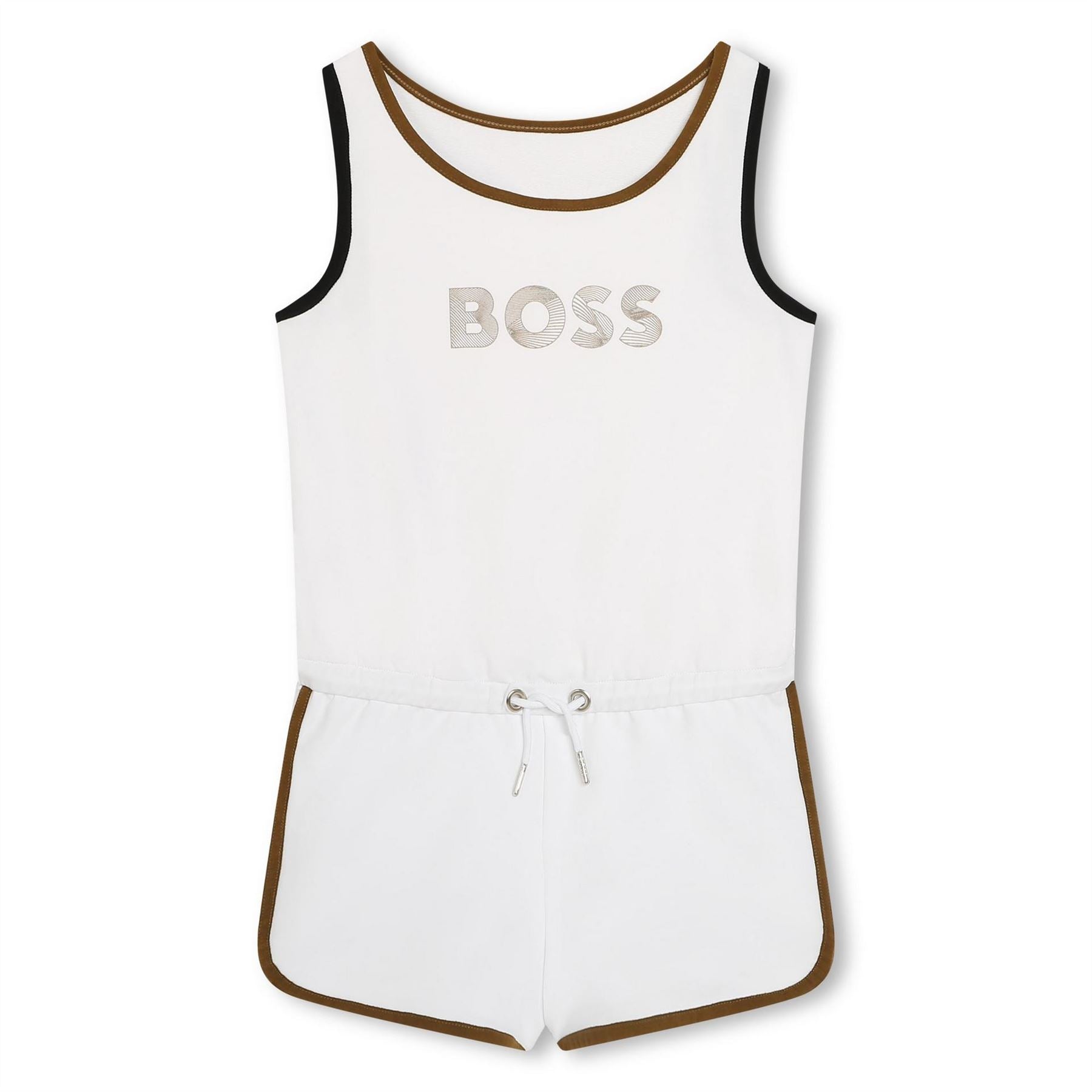 Boss Logo Print Cotton Playsuit