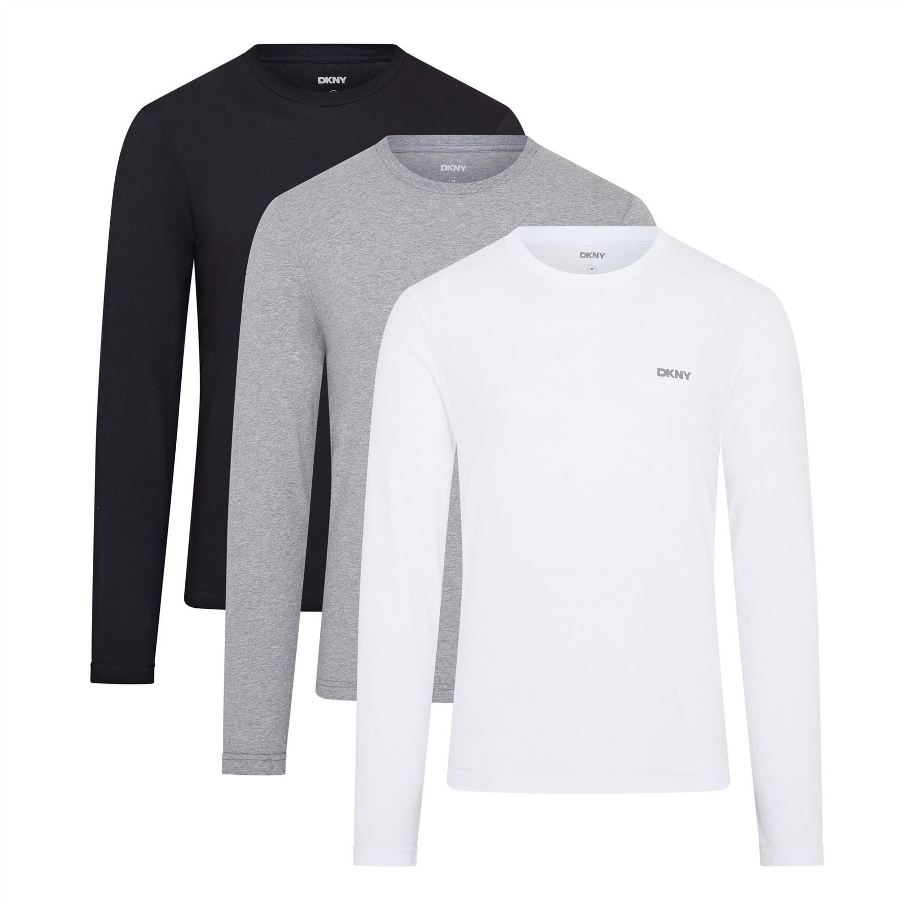DKNY Mens 3 Pack Long Sleeve T-Shirt Warriors