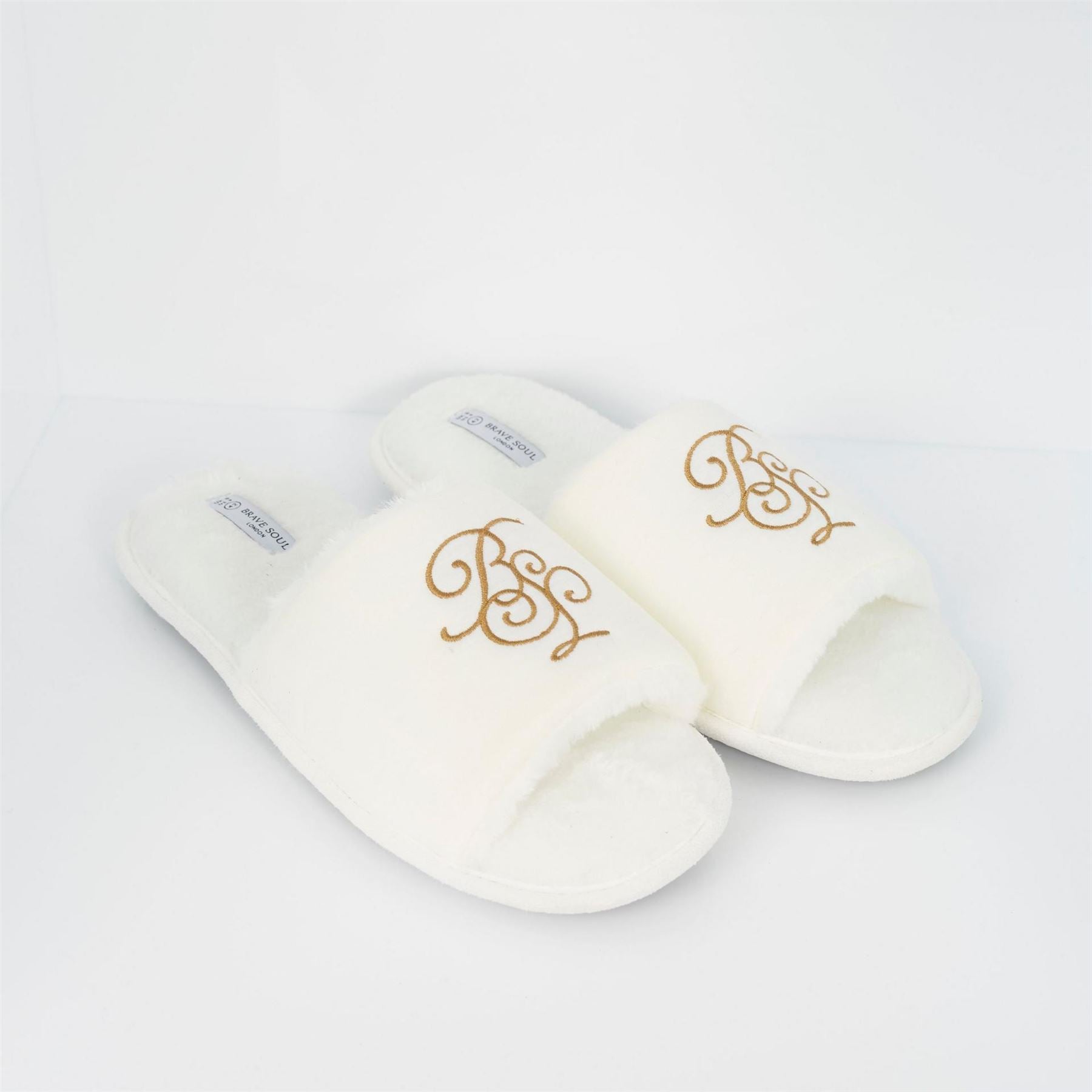 Brave Soul Mens Open Toe Emboridered Logo Slipper