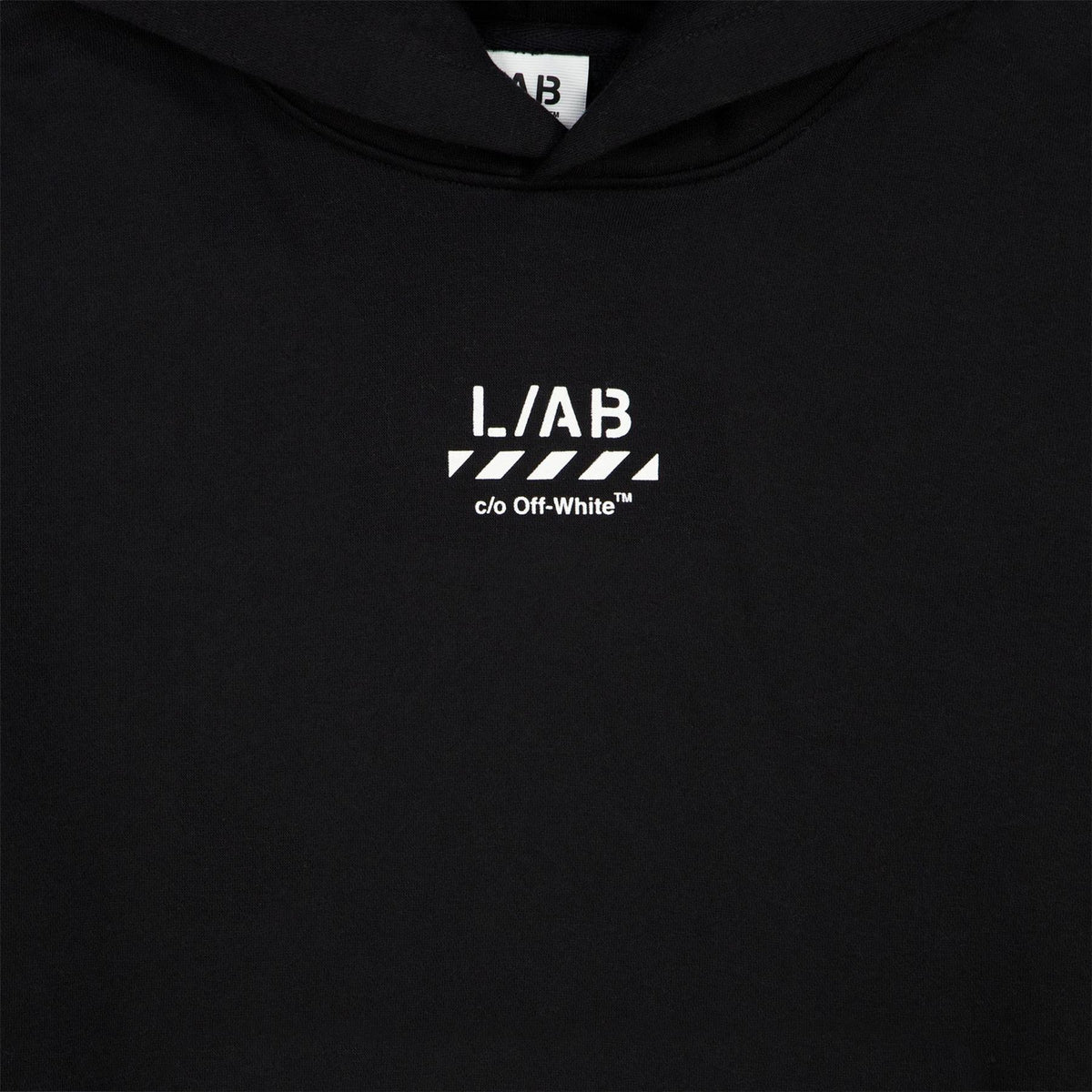 L AB Off White Small Logo Over The Head Hoodie