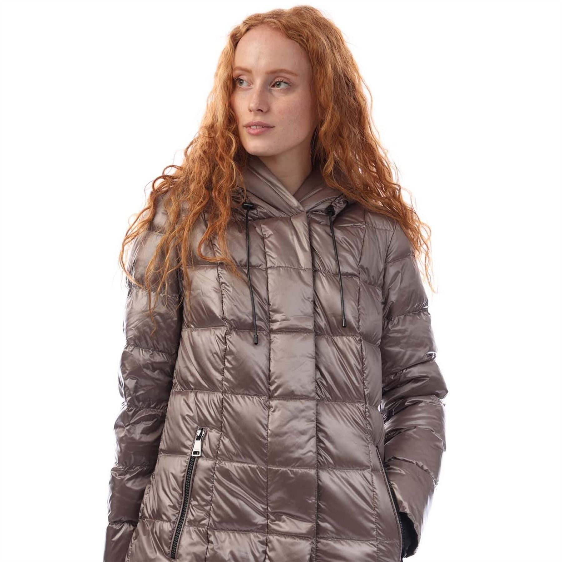 DKNY Front Down Filled Long Puffer Jacket
