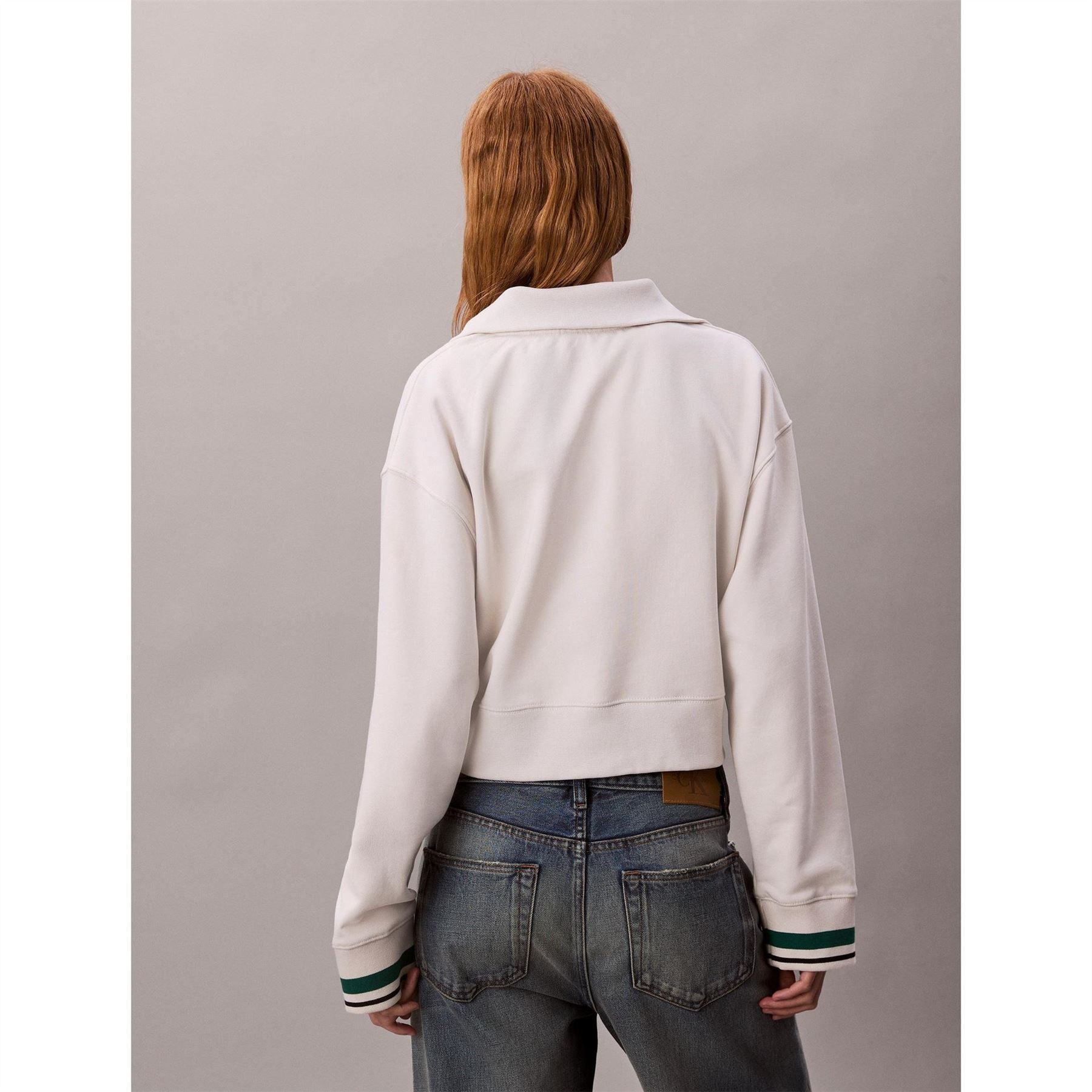 Calvin Klein Lacoste Lettering Zip Neck Long Sleeve Sweatshirt