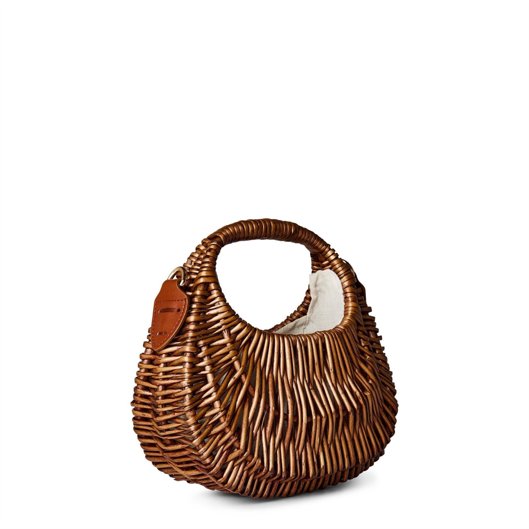 Biba Wicker Shoulder Handbag with Leather Patch