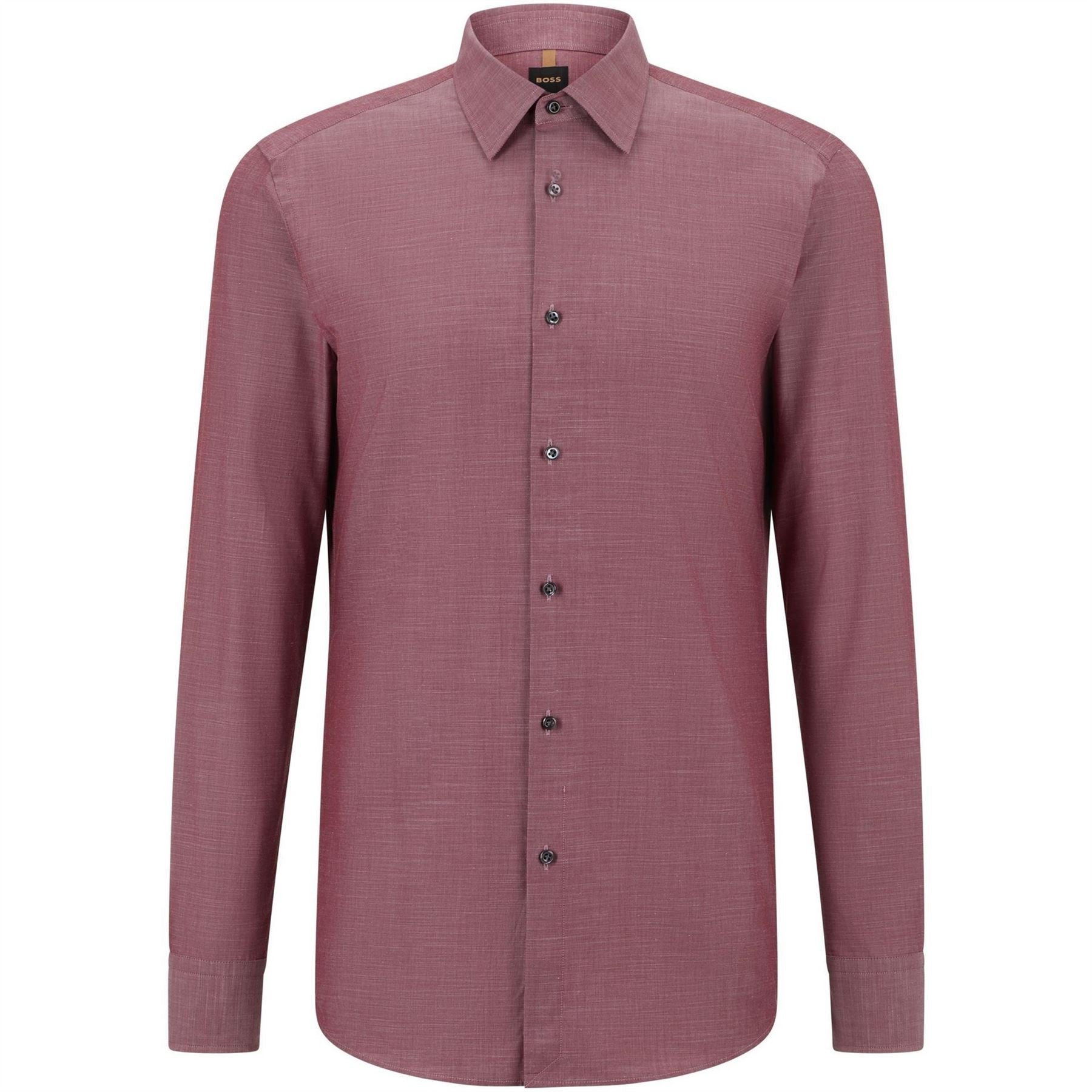 Boss Collared Neck Point Collar Long Sleeve Shirt