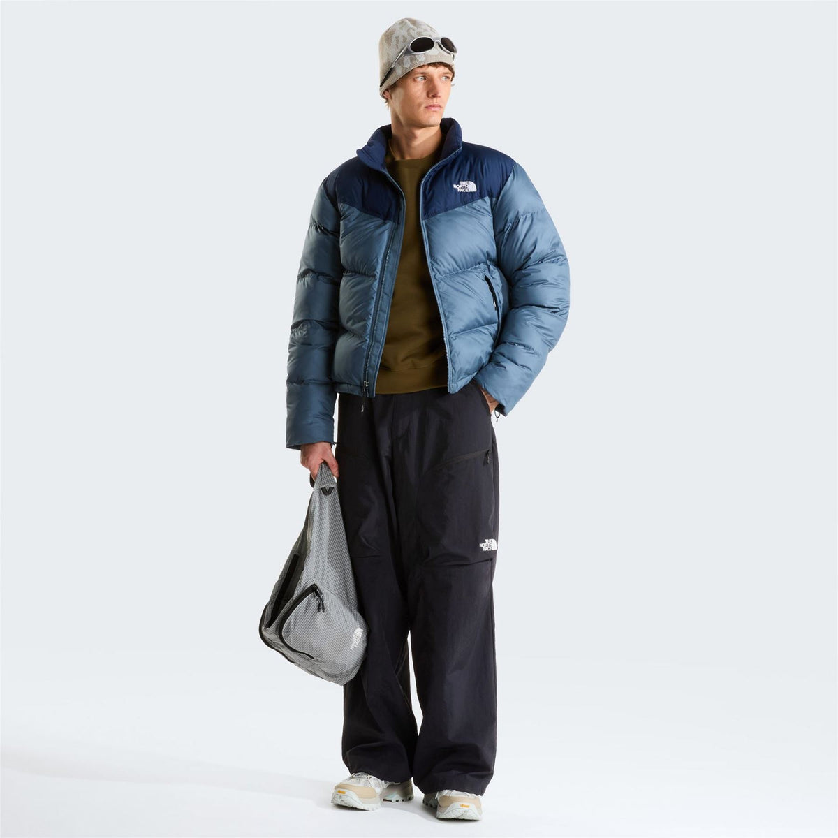 The North Face Solid Patterned Puffer Jacket with Woven Cuff