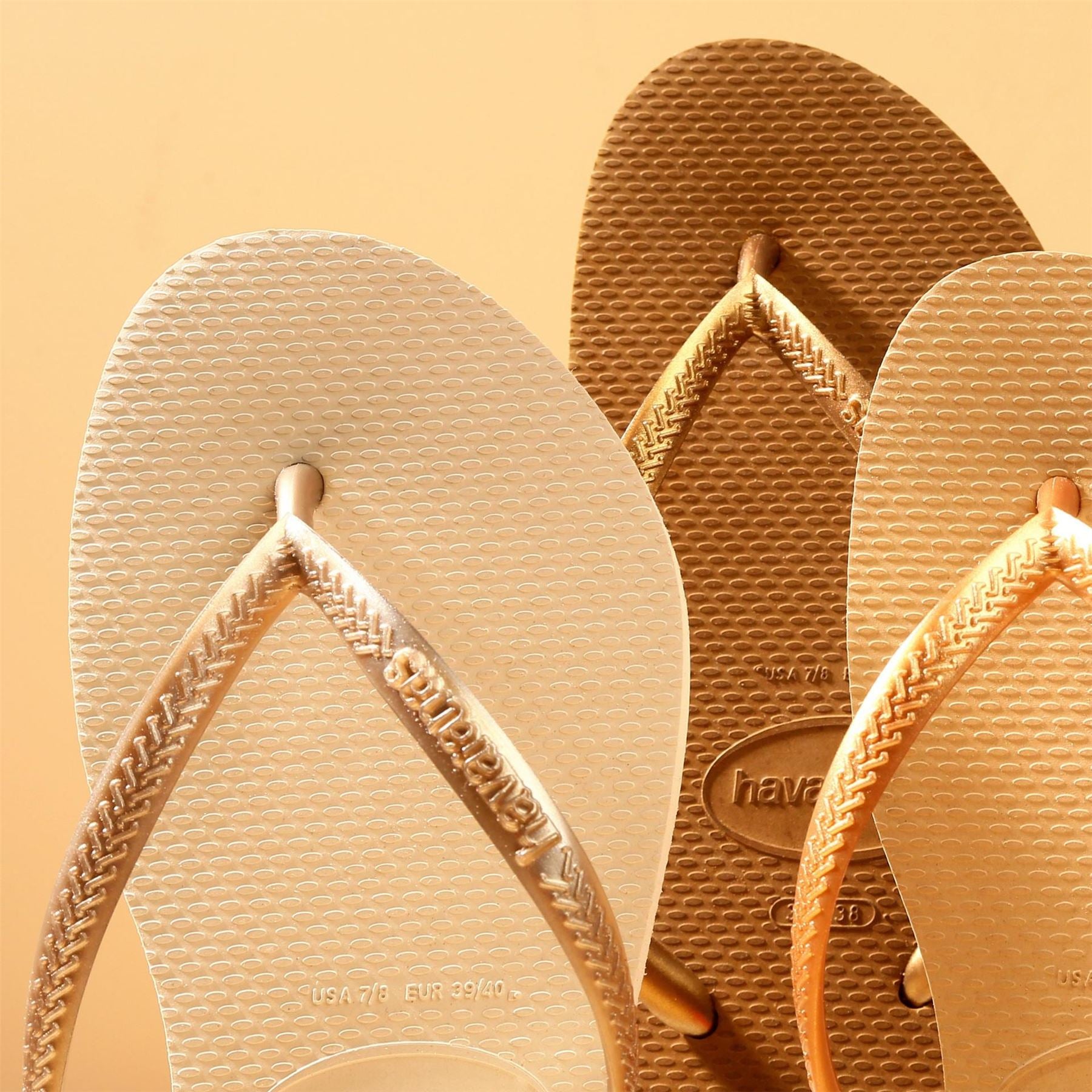 Havaianas Womens Hav. Slim Dark Brown Metal Acoused Flip Flops