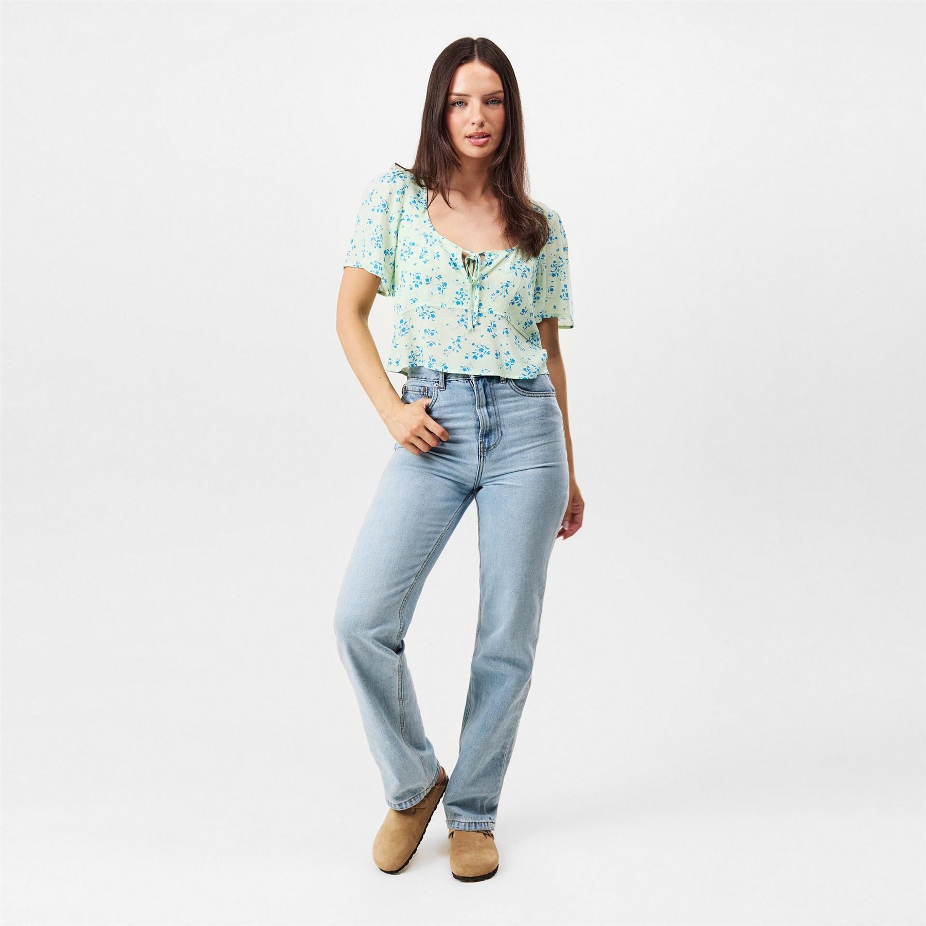 Jack Wills Keyhole Neck Regular Fit Short Sleeve Blouse