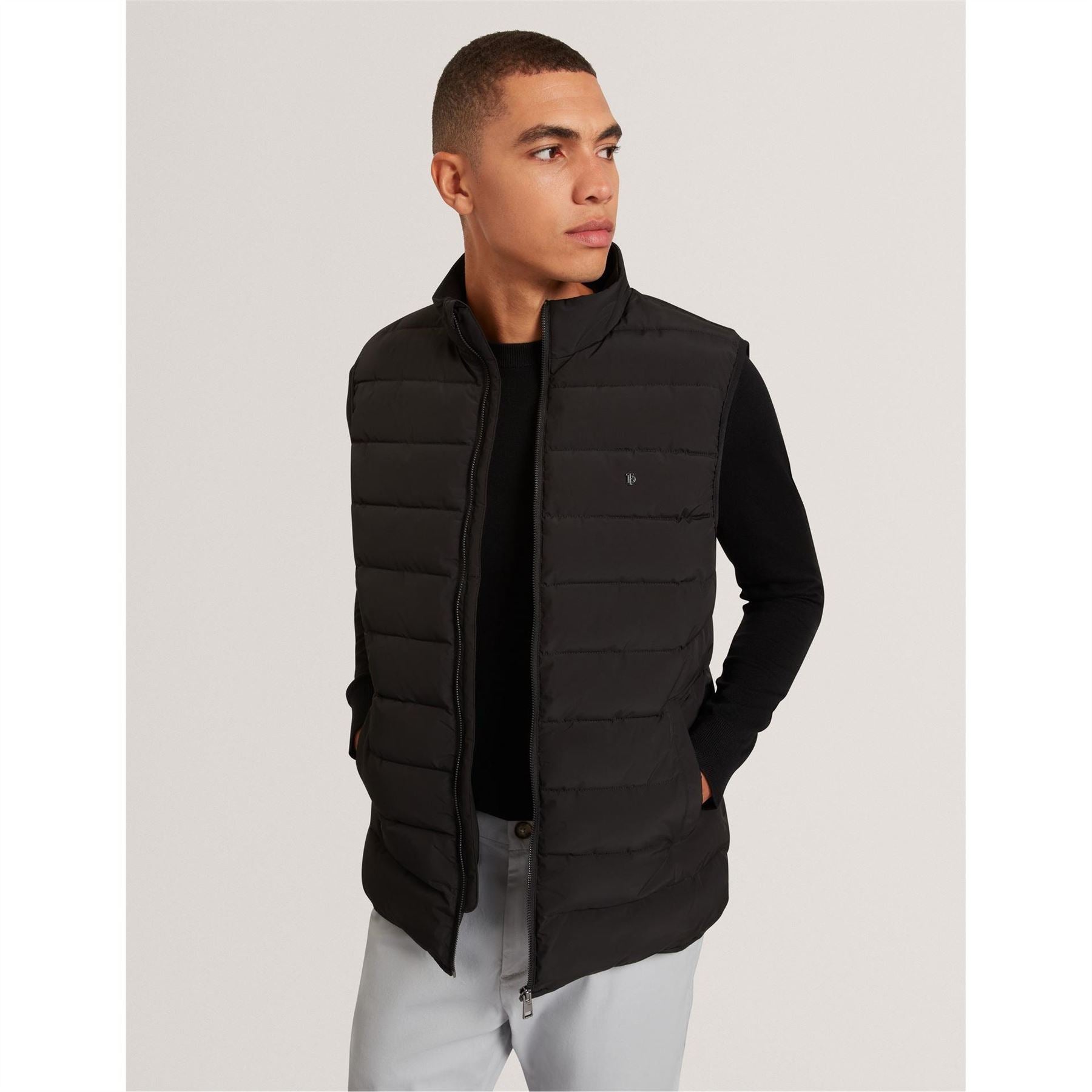 Ted Baker Quilted Horizontal Stripe Puffer Coat
